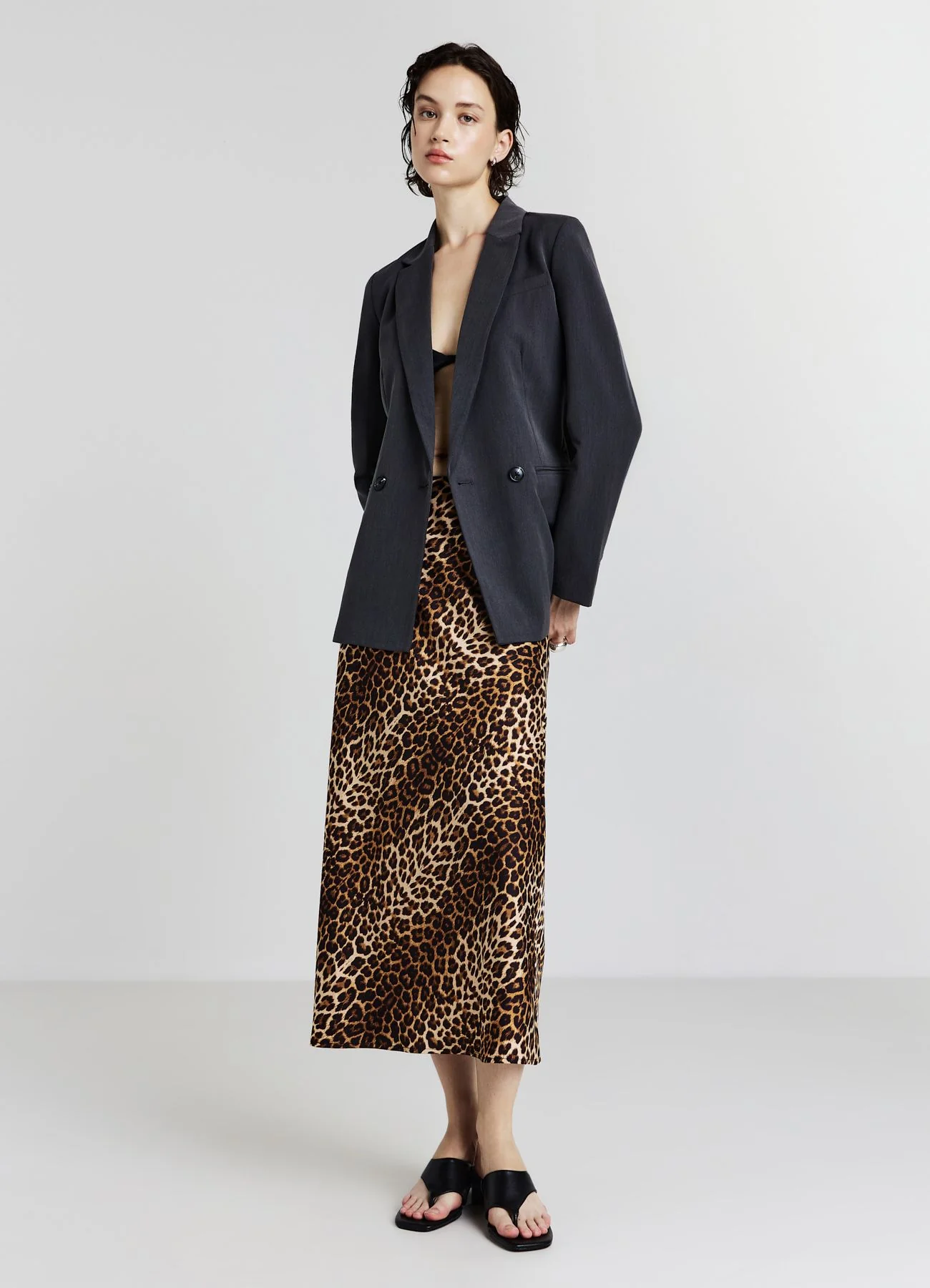 Gonna lunga animalier simil satin - Image 3