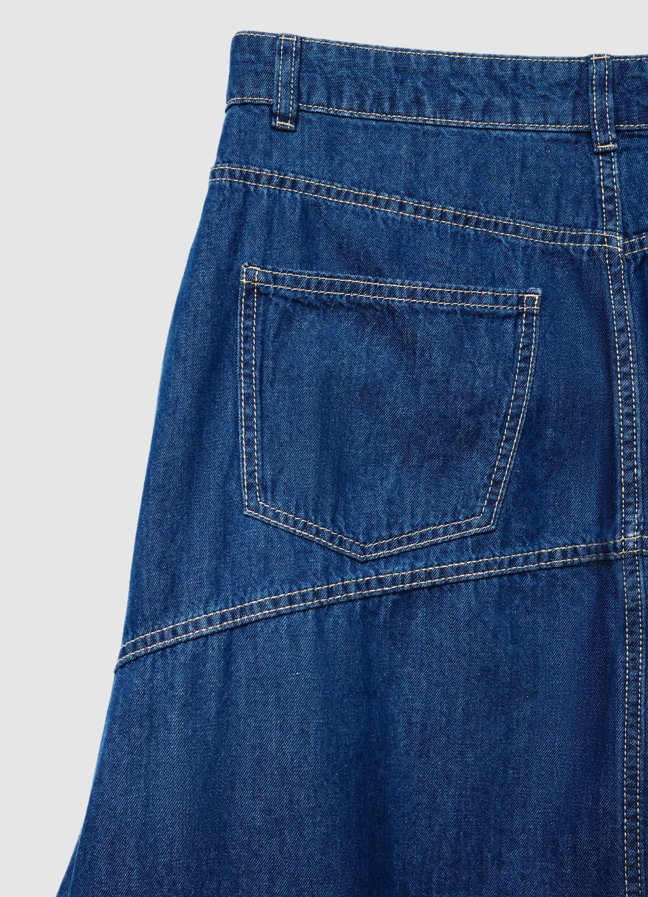 Gonna lunga svasata in denim con impunture - Image 6