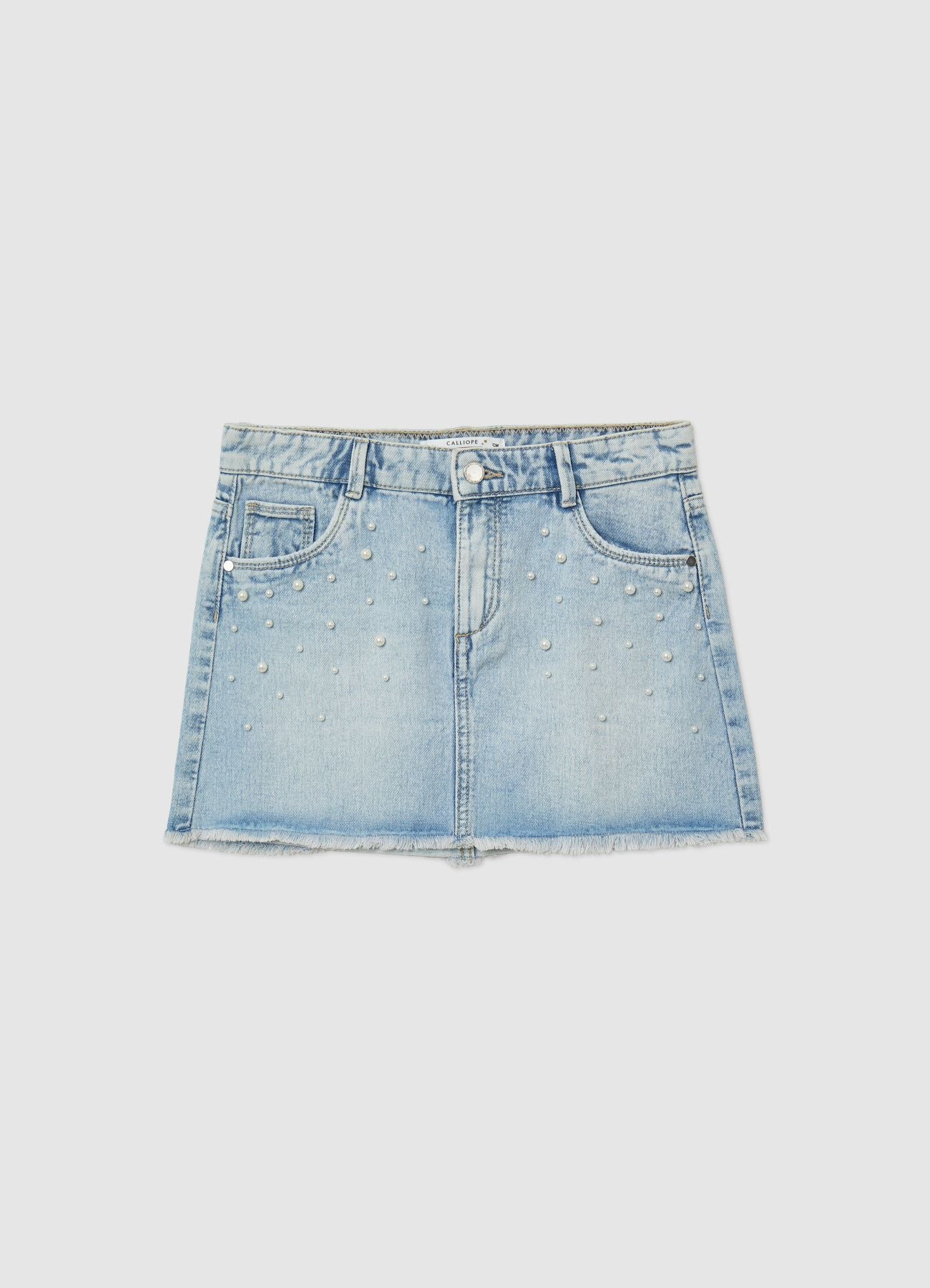 Gonna mini in denim con perle - Image 3