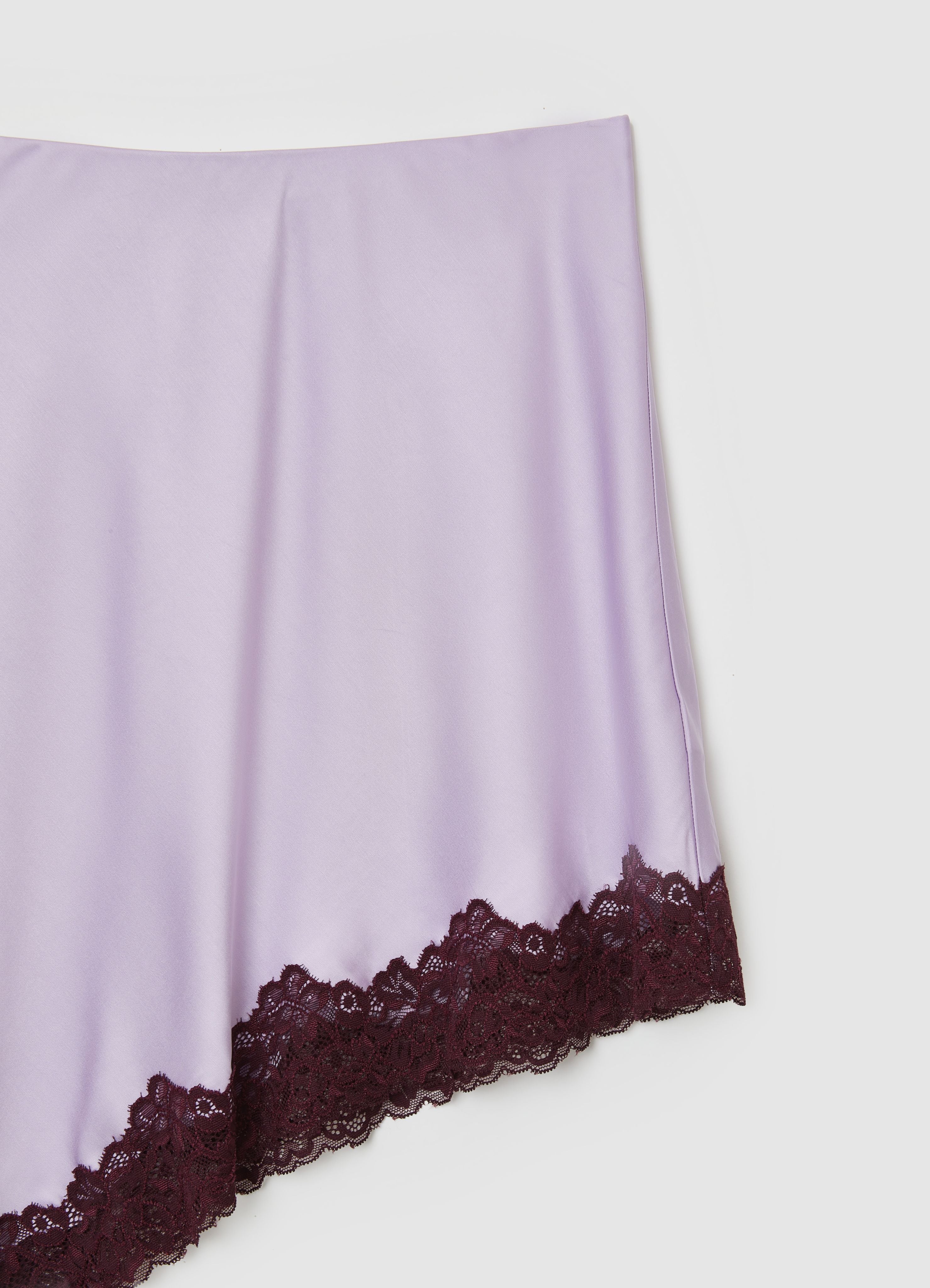Gonna mini simil satin inserto pizzo - Image 5