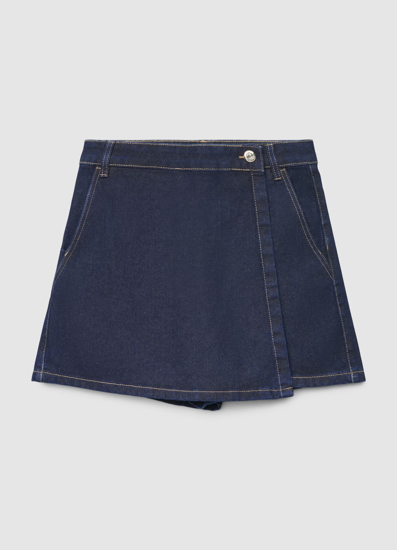 Gonna-pantalone in denim a tinta unita - Image 4