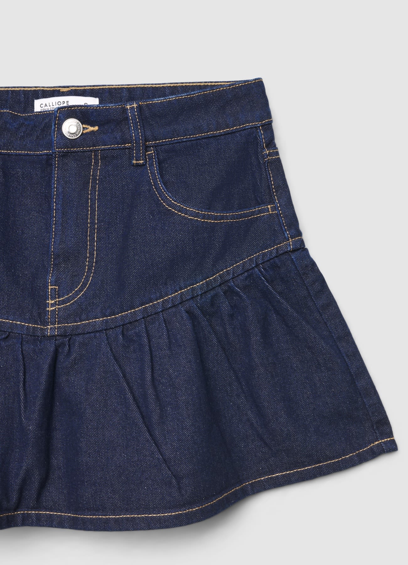 Gonna-pantalone in denim con balza - Image 3