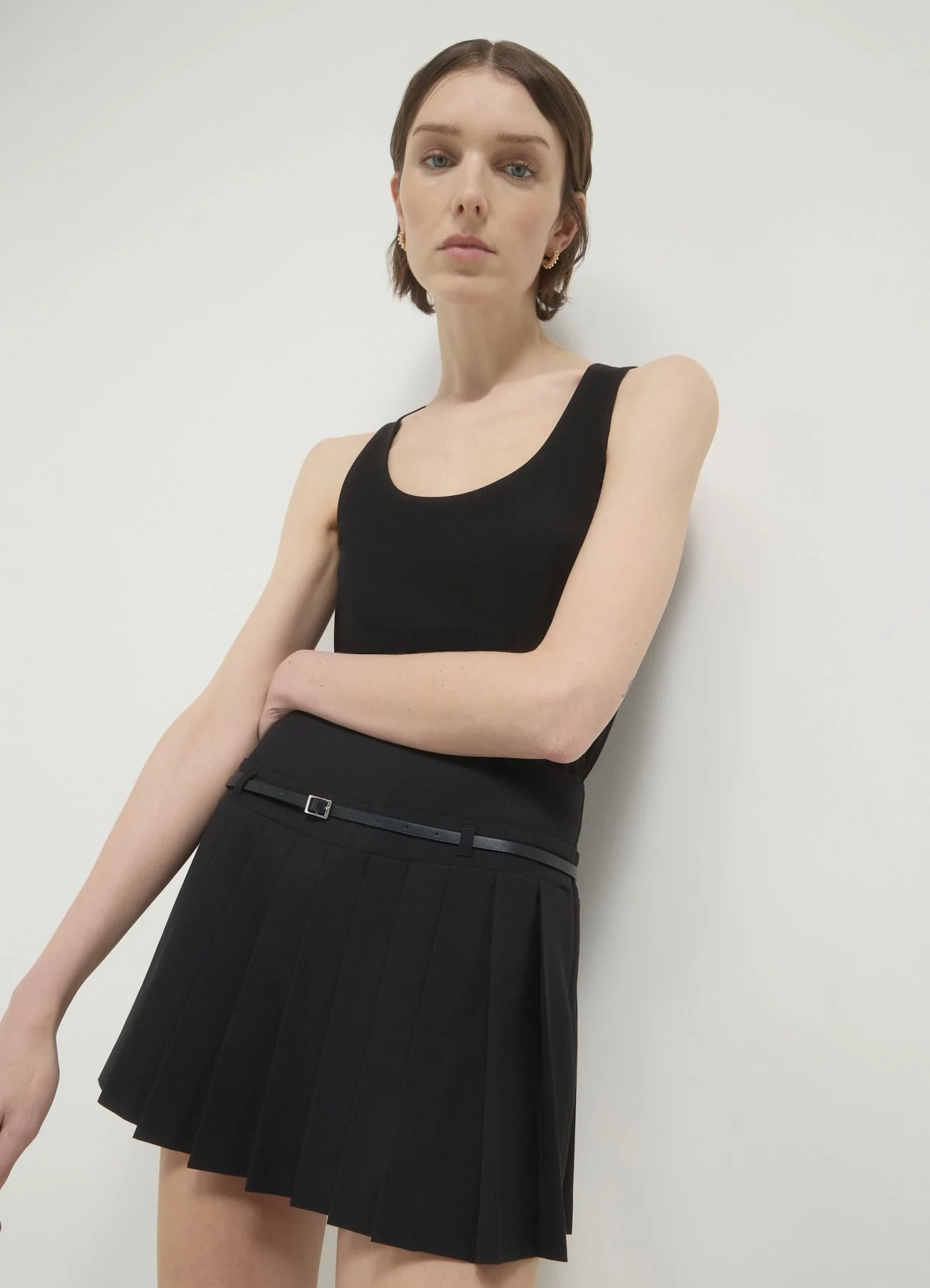 Gonna pantalone plissettato con cintura - Image 3