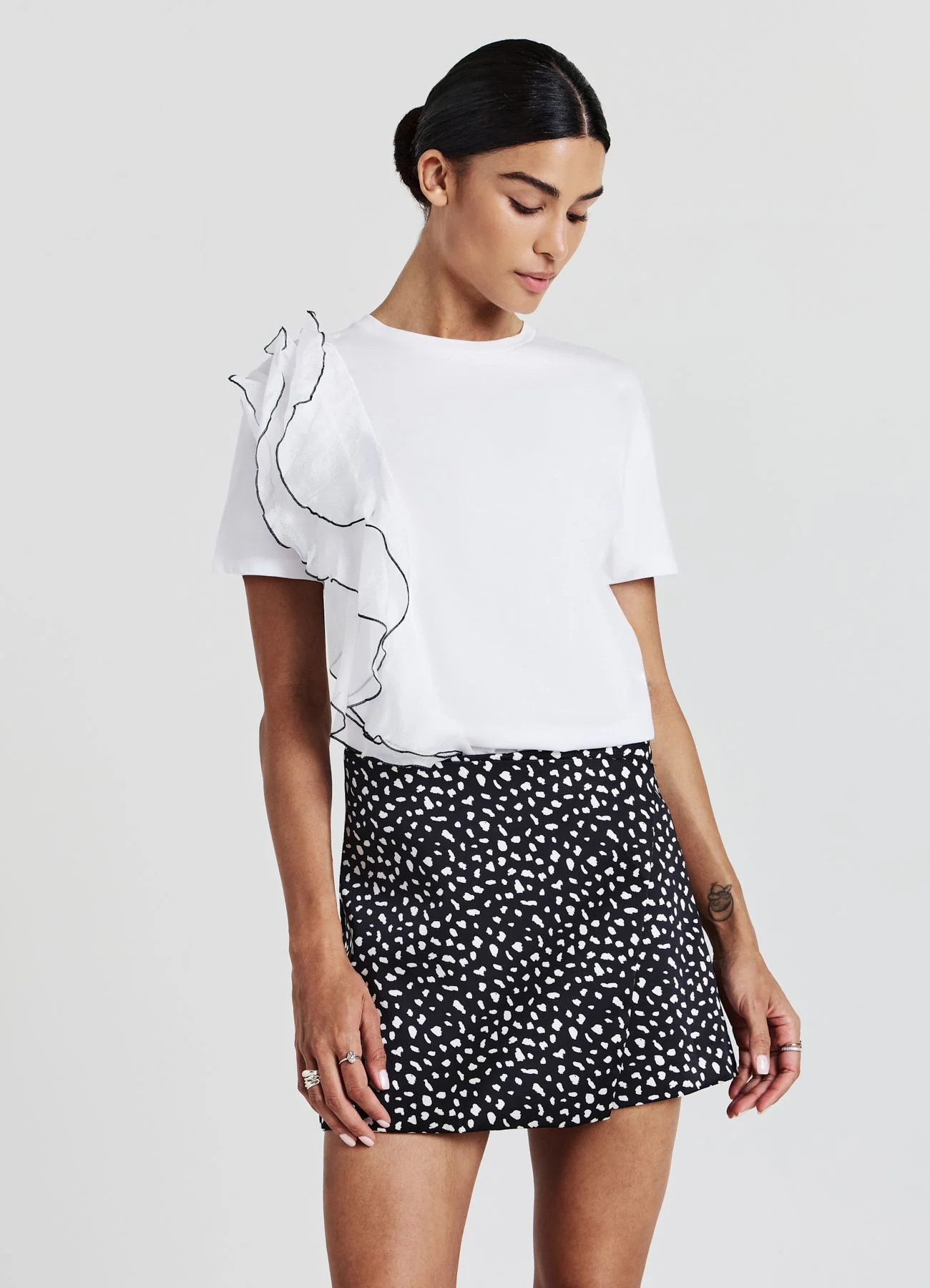 Gonna-pantalone simil satin fantasia - Image 7