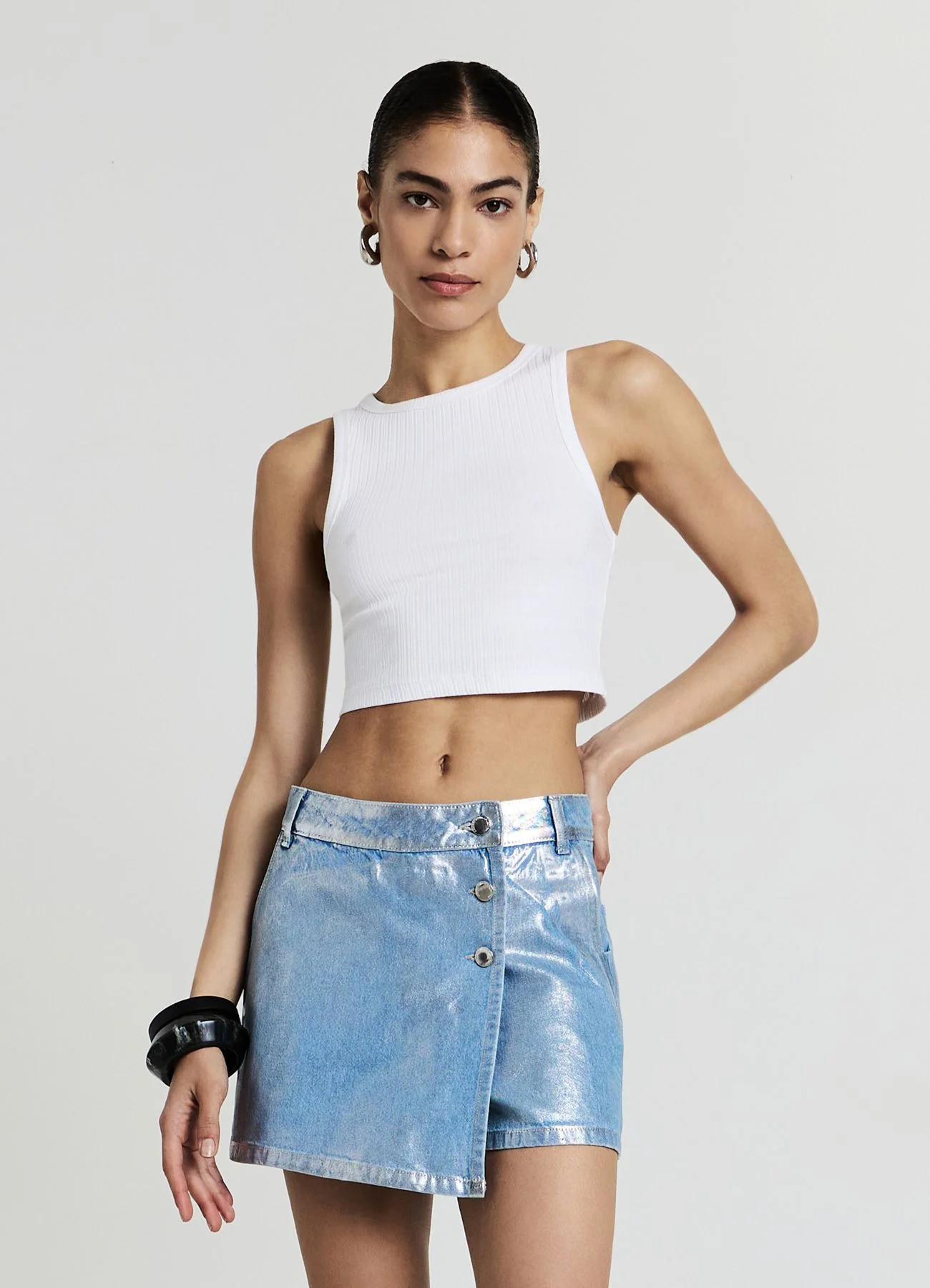 Gonna pantalone tessuto spalmato - Image 3