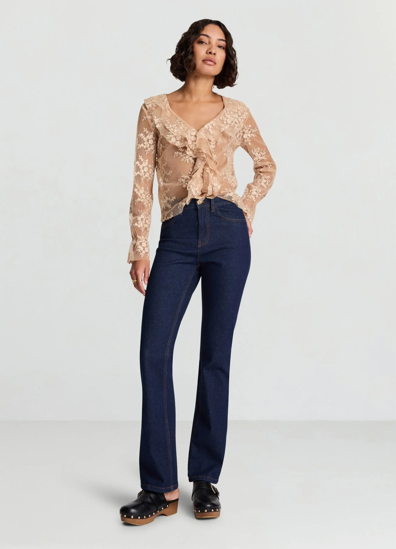 Jeans bootcut a vita alta - Image 3
