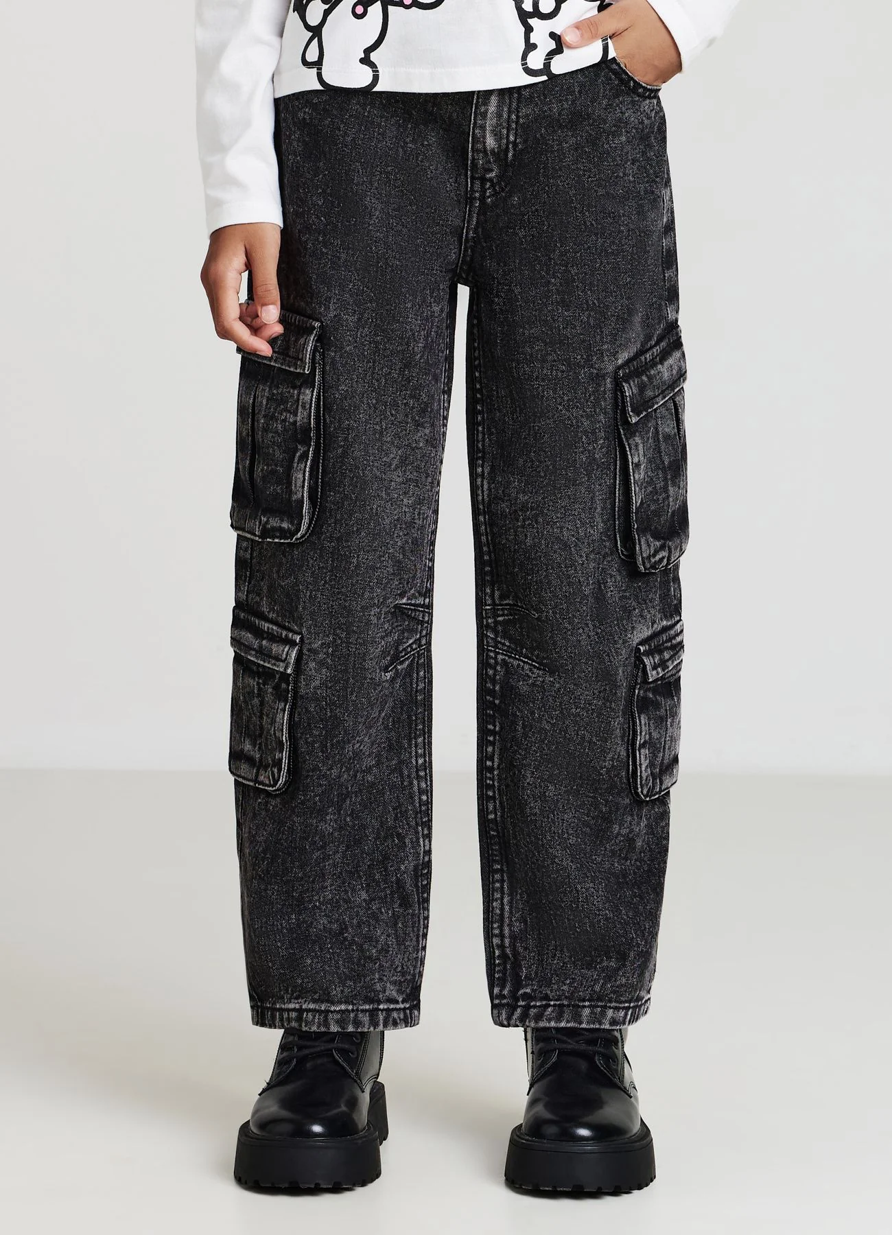 Jeans cargo acid wash