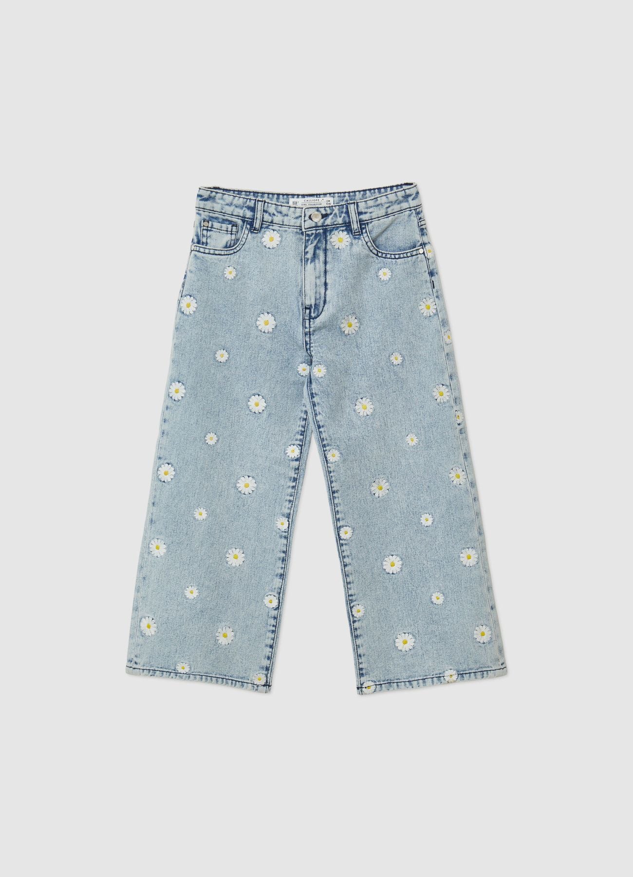 Jeans crop con ricami margherite - Image 3
