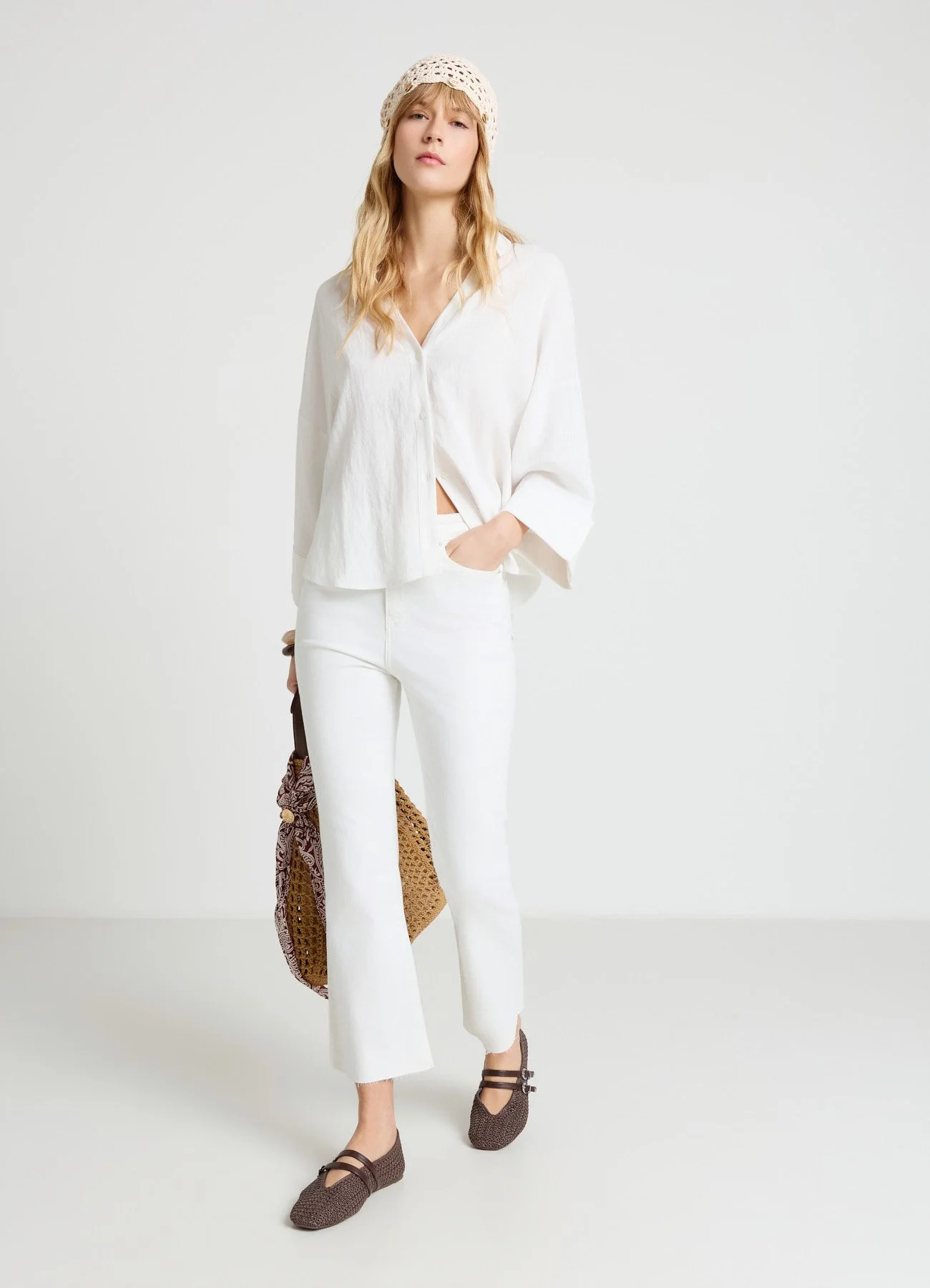 Jeans crop flare a cinque tasche