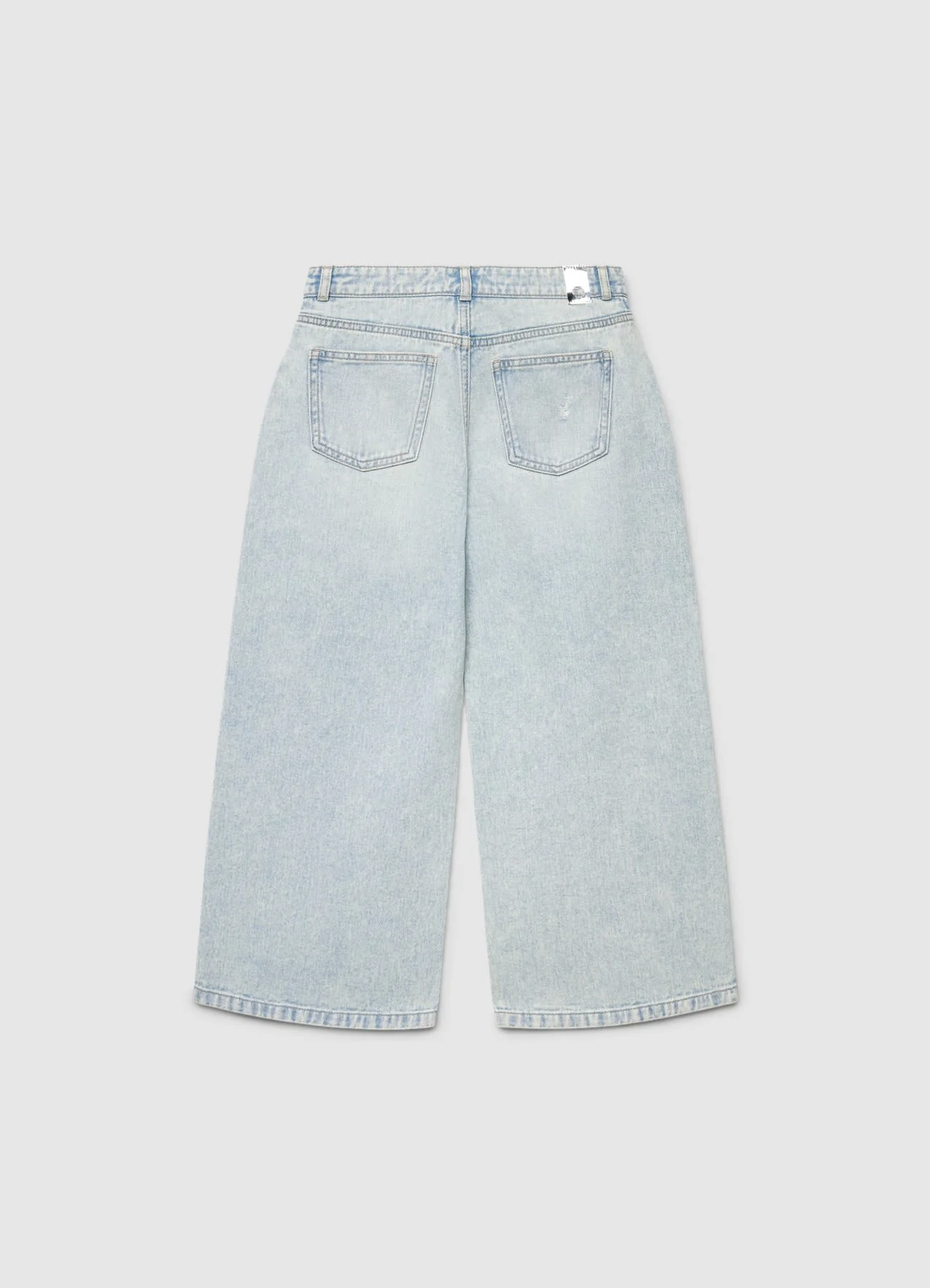 Jeans crop wide leg con catene di strass - Image 2