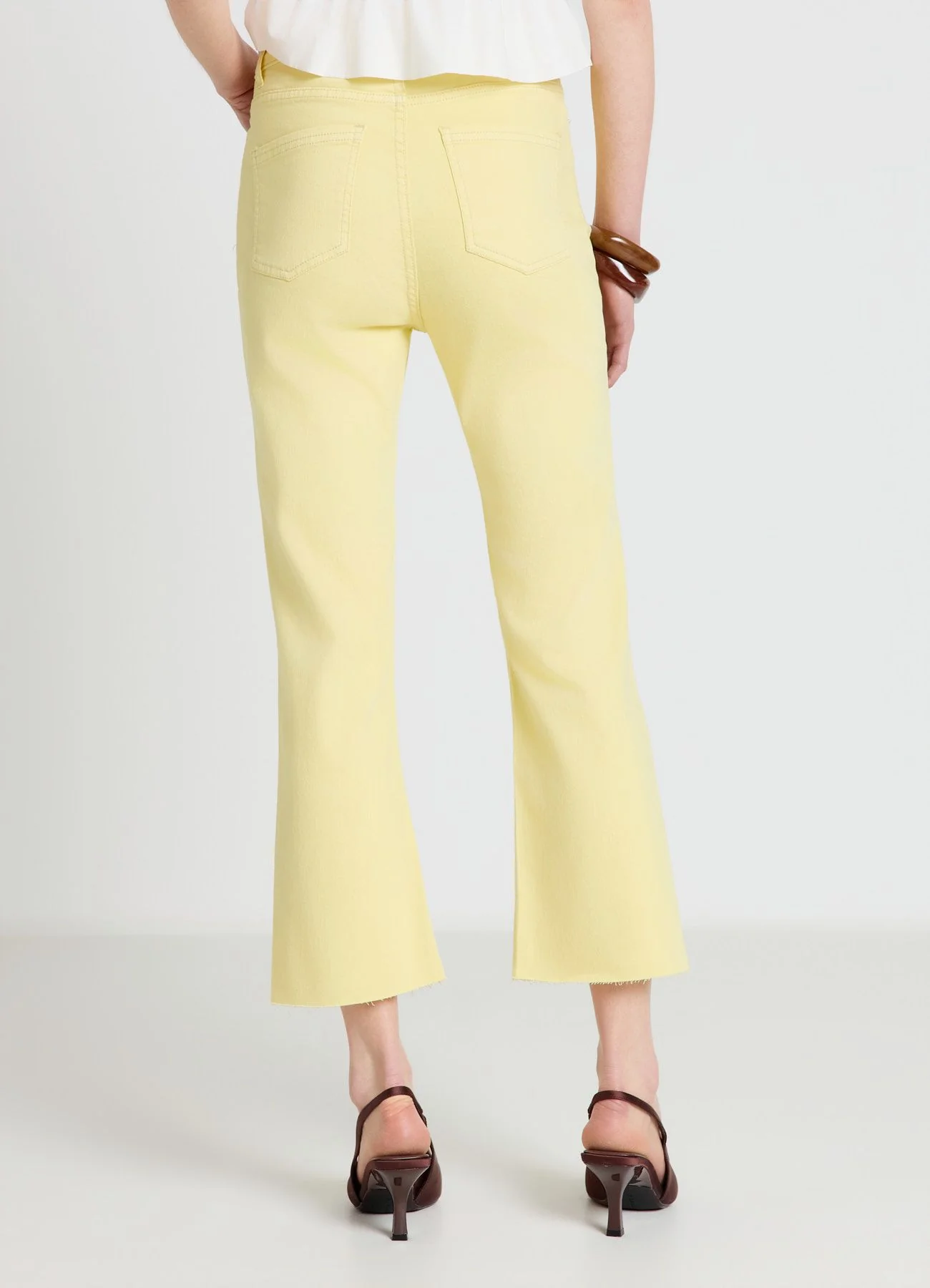 Jeans cropped flare a tinta unita - Image 3
