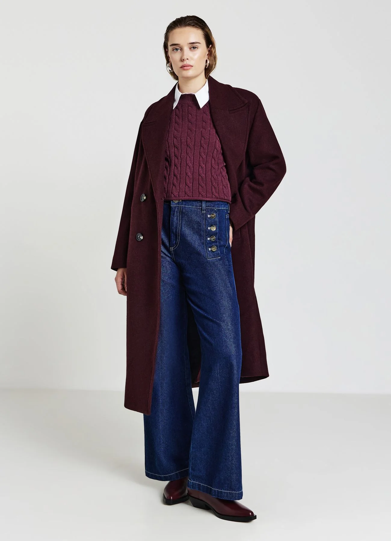 Jeans palazzo con bottoni - Image 3