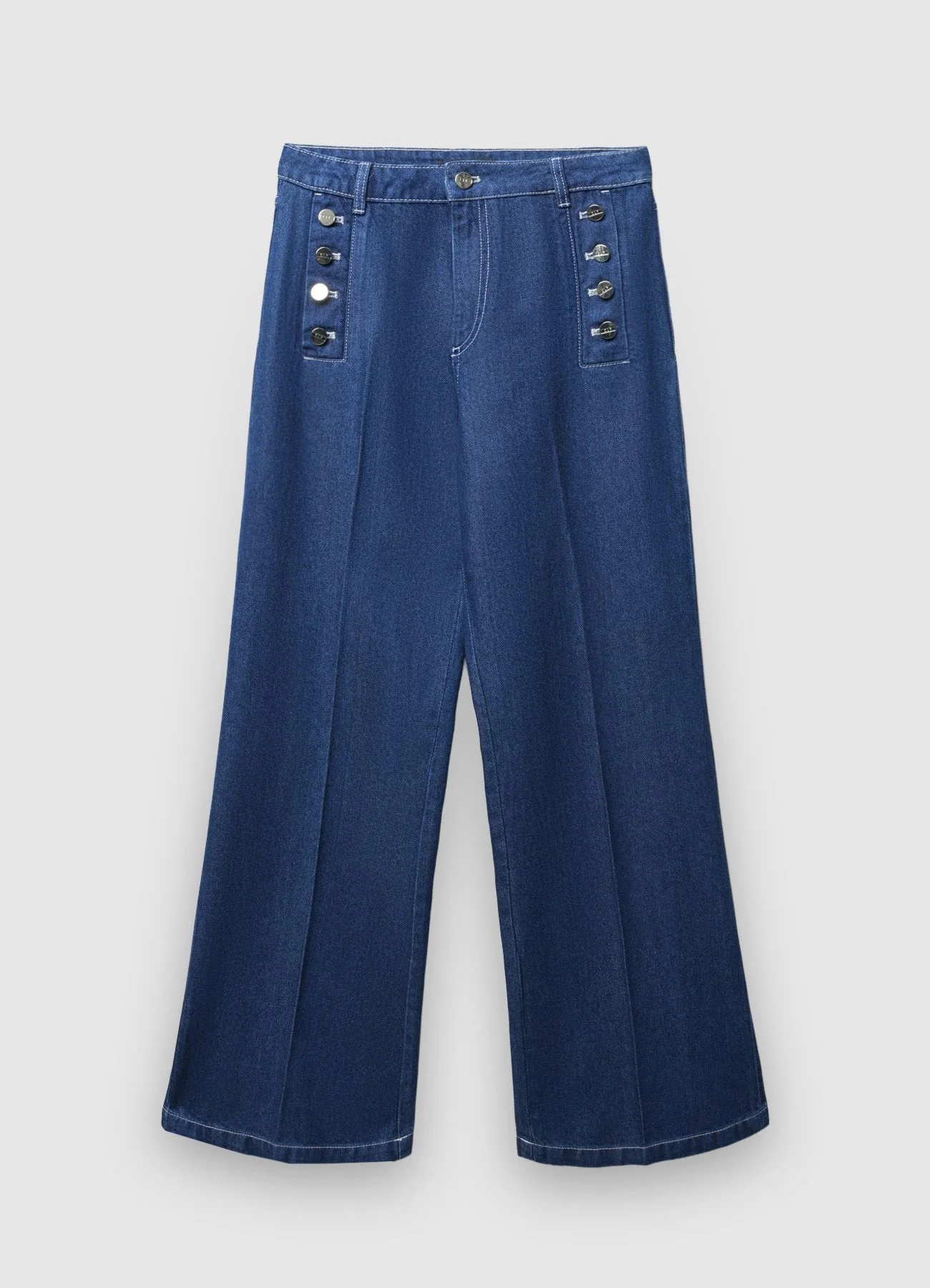 Jeans palazzo con bottoni - Image 4