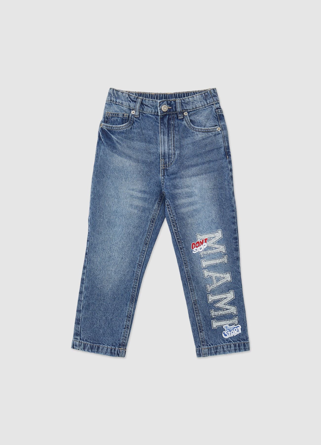 Jeans relaxed con scritta - Image 2