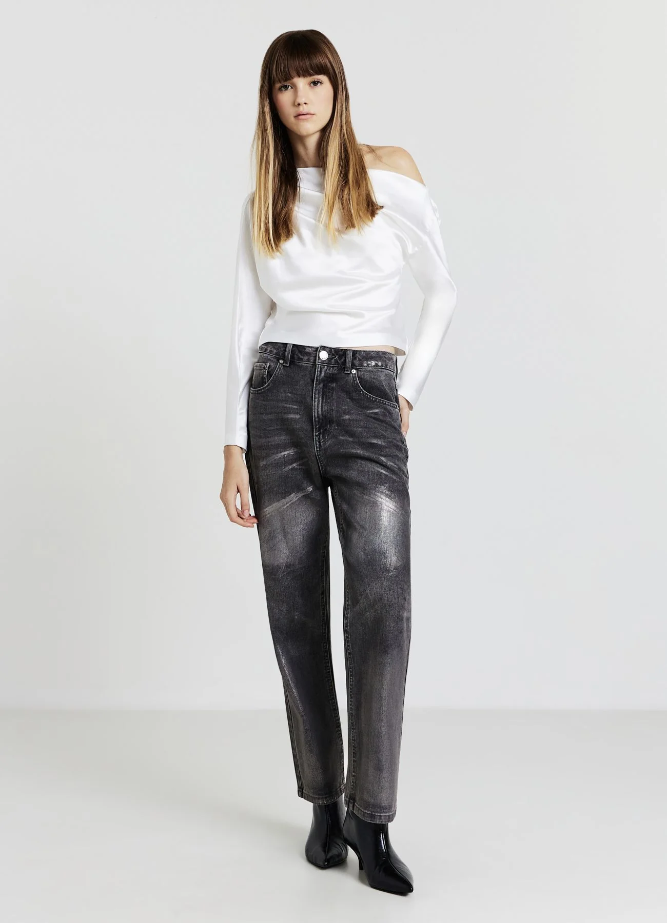 Jeans straight effetto spalmato - Image 4