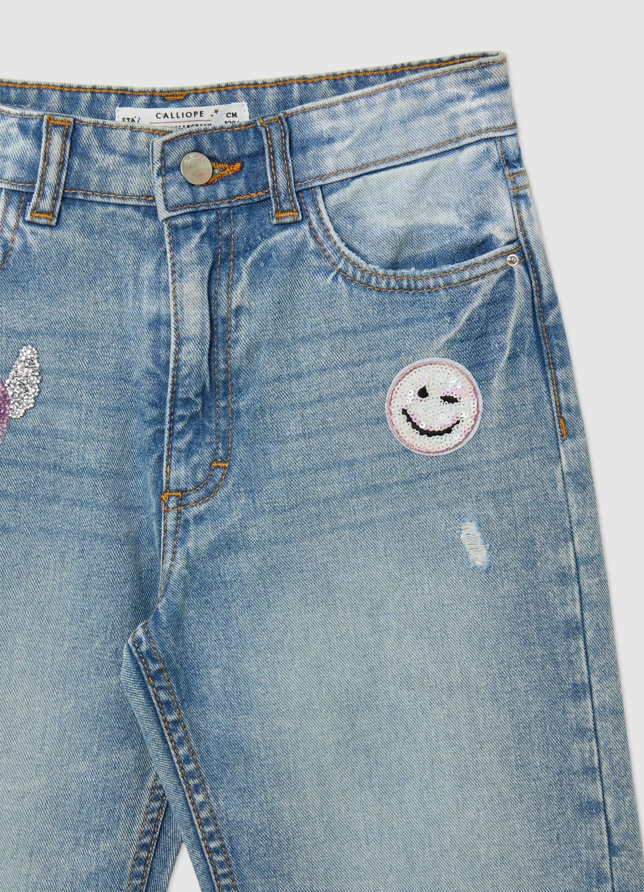Jeans wide leg con applicazioni e strappi - Image 6