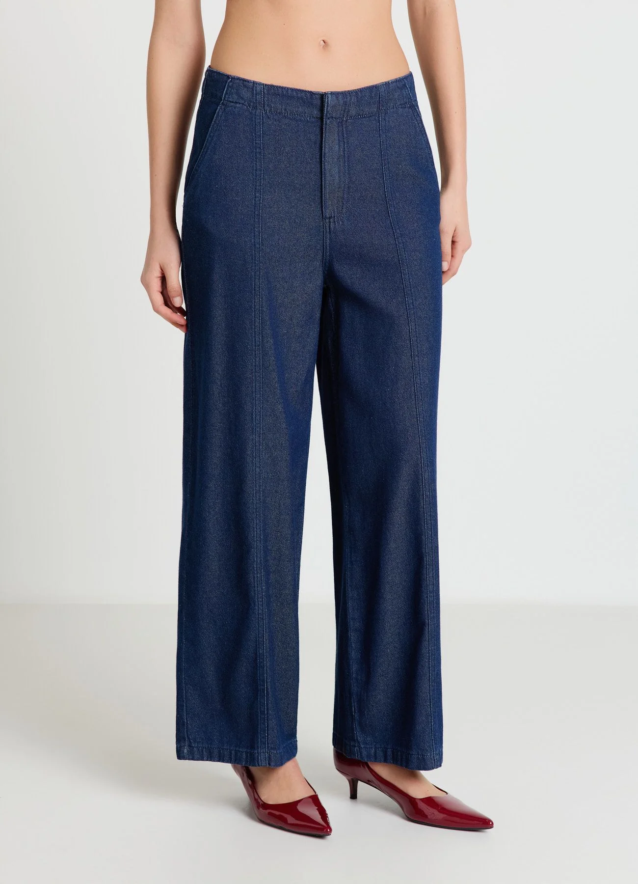 Jeans wide leg con cuciture a vista - Image 2