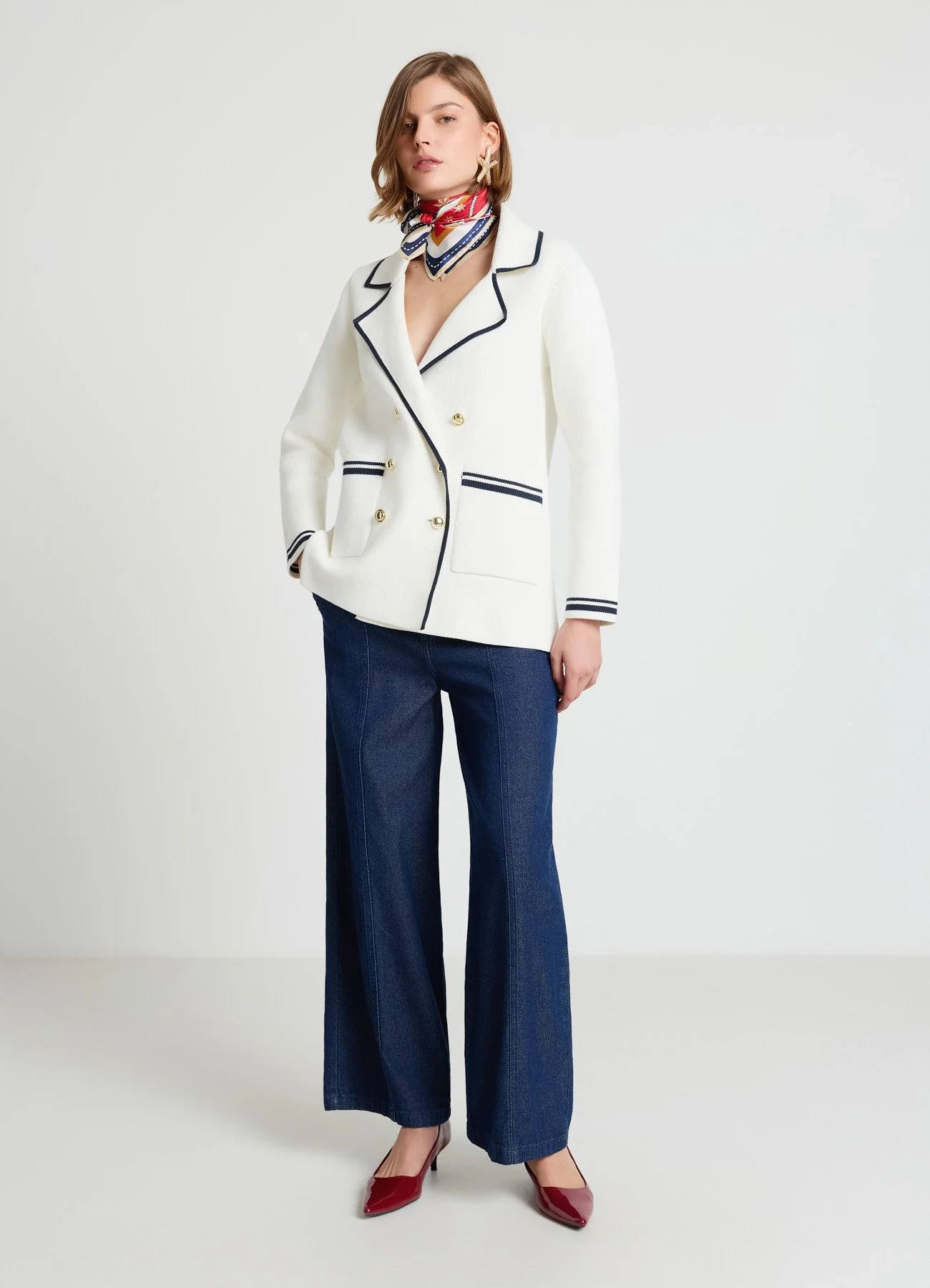 Jeans wide leg con cuciture a vista - Image 3