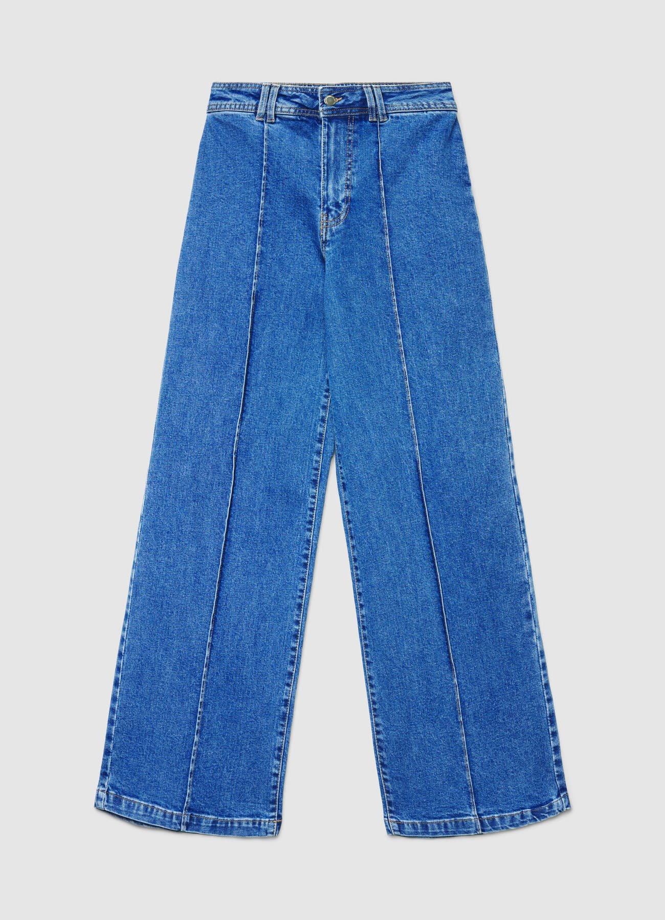 Jeans wide leg con cuciture in rilievo - Image 4