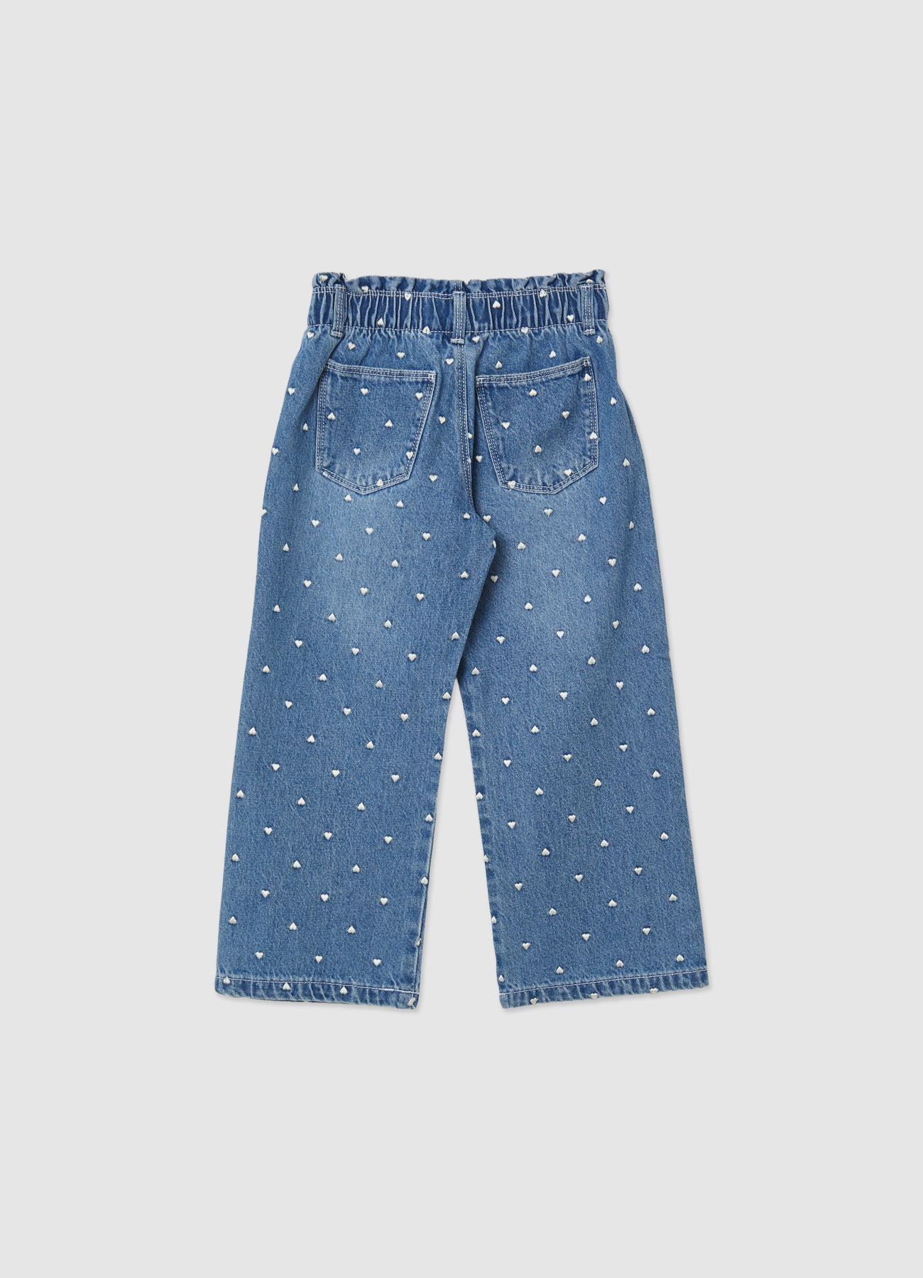 Jeans wide leg con ricami a cuori - Image 3