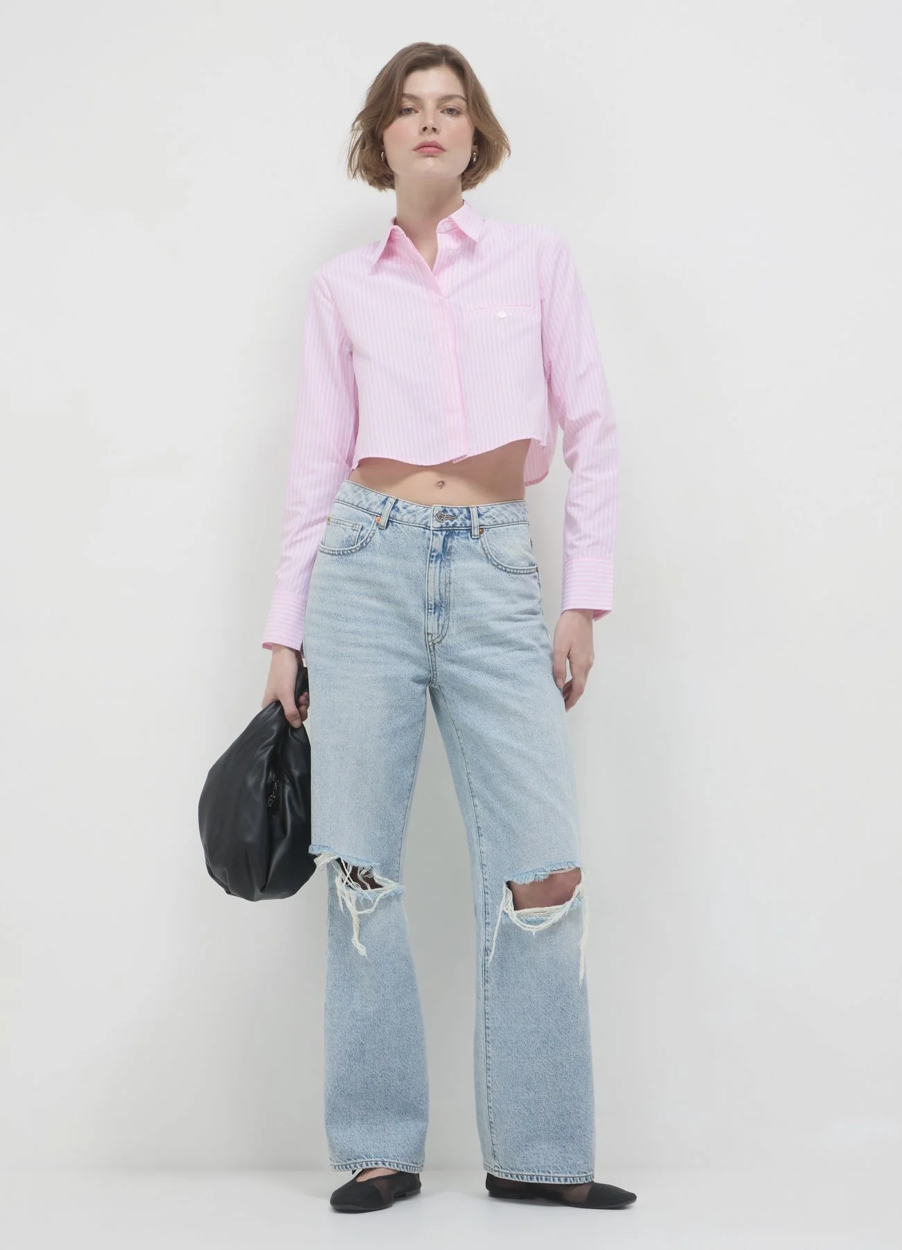 Jeans wide leg con strappi