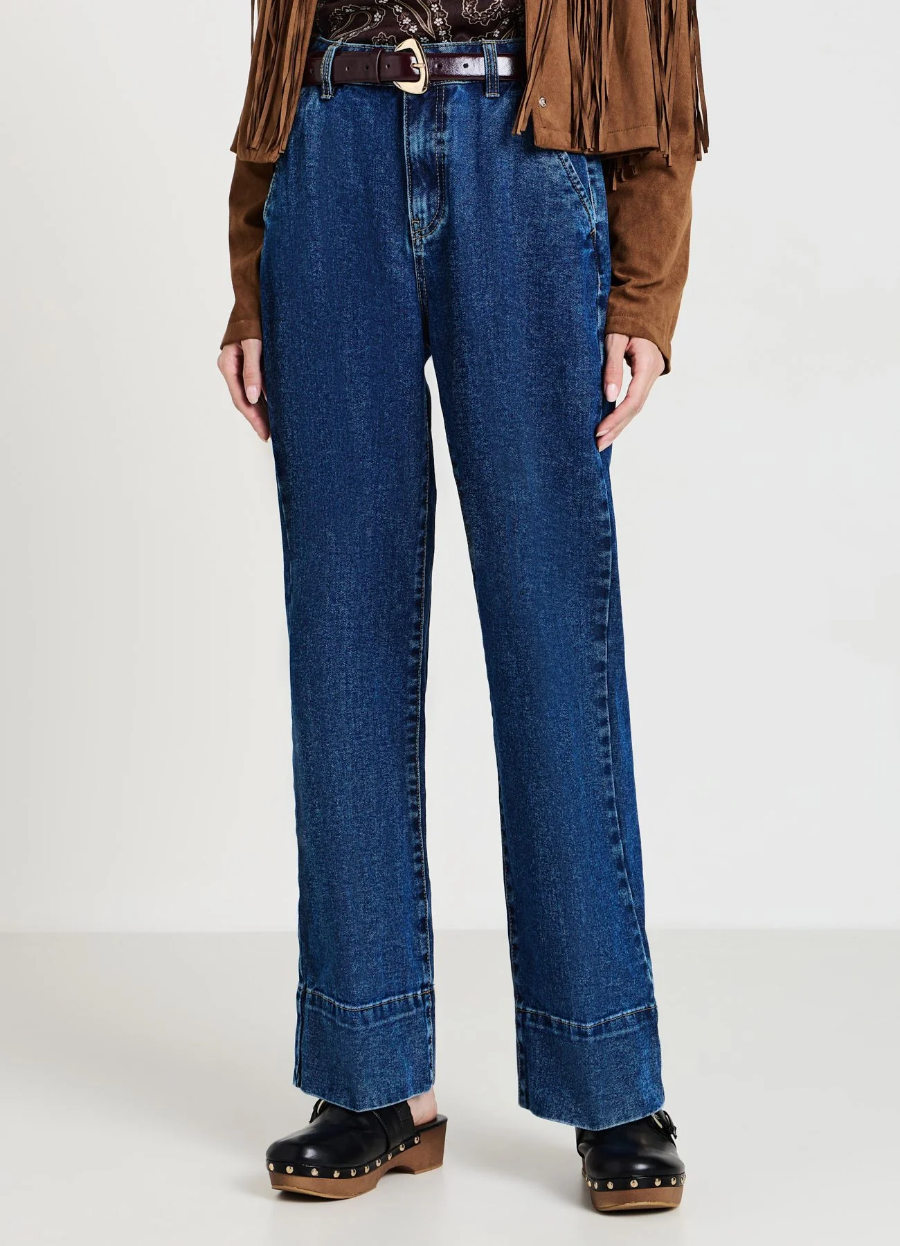 Jeans wide leg con tasche alla francese - Image 3