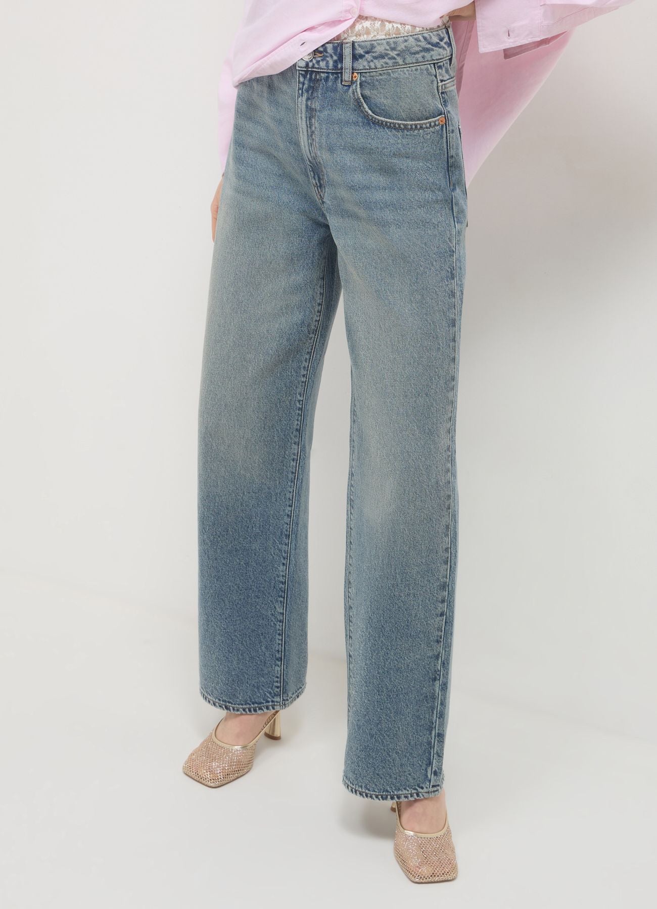 Jeans wide leg effetto sabbiato - Image 2
