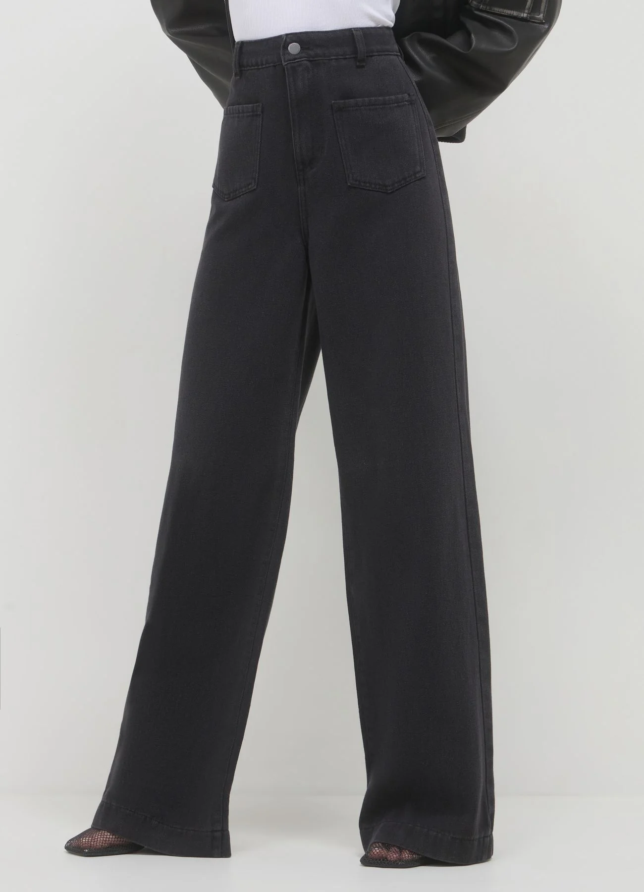 Jeans wide leg tasche applicate - Image 2