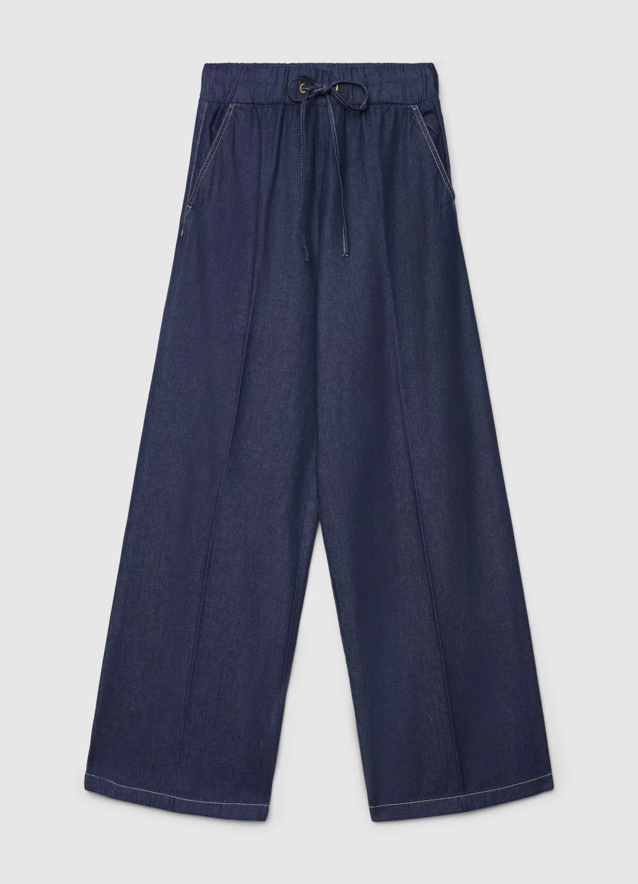 Jogger tessuto chambray con coulisse - Image 6