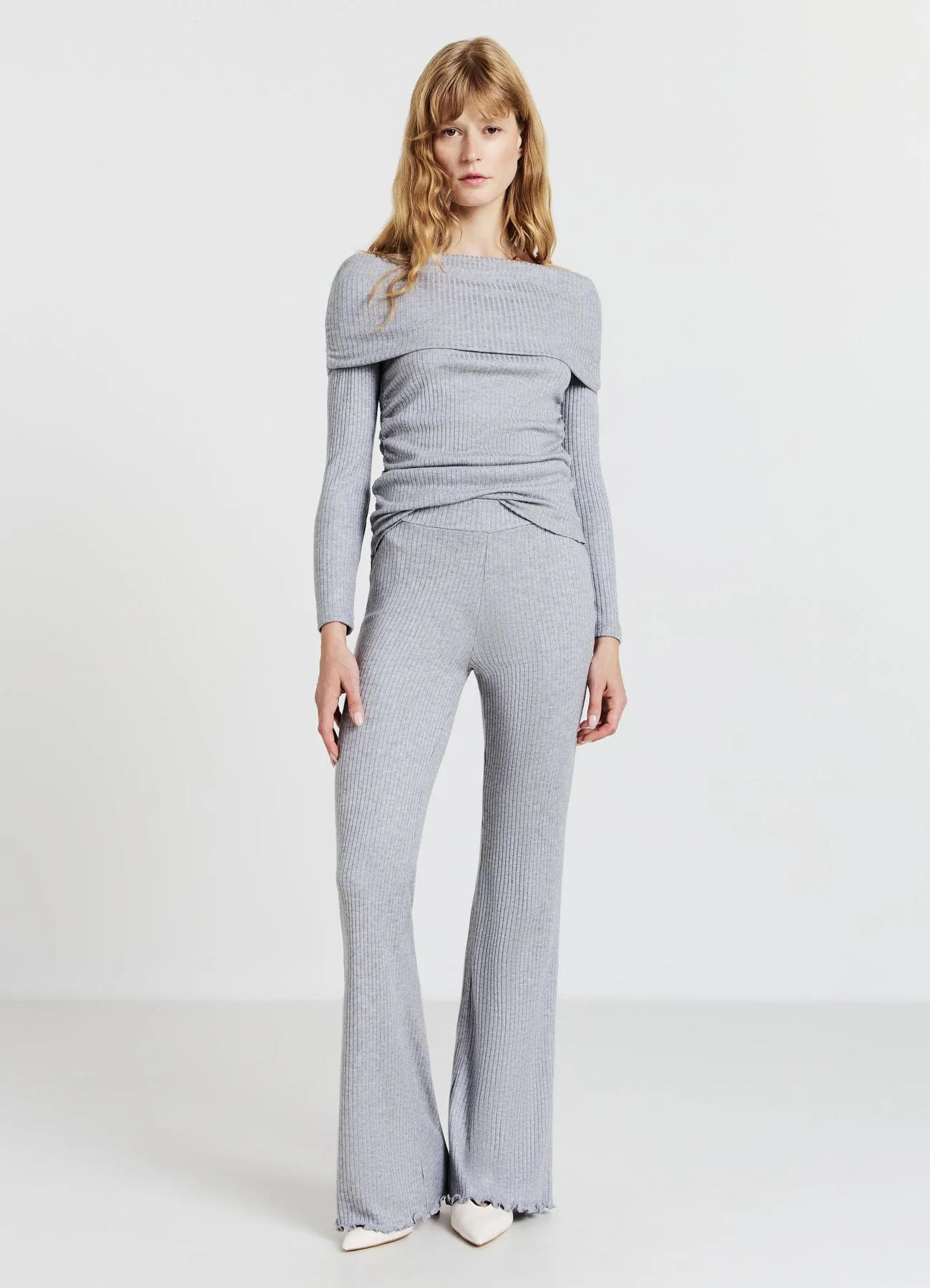 Leggings zampa a costine