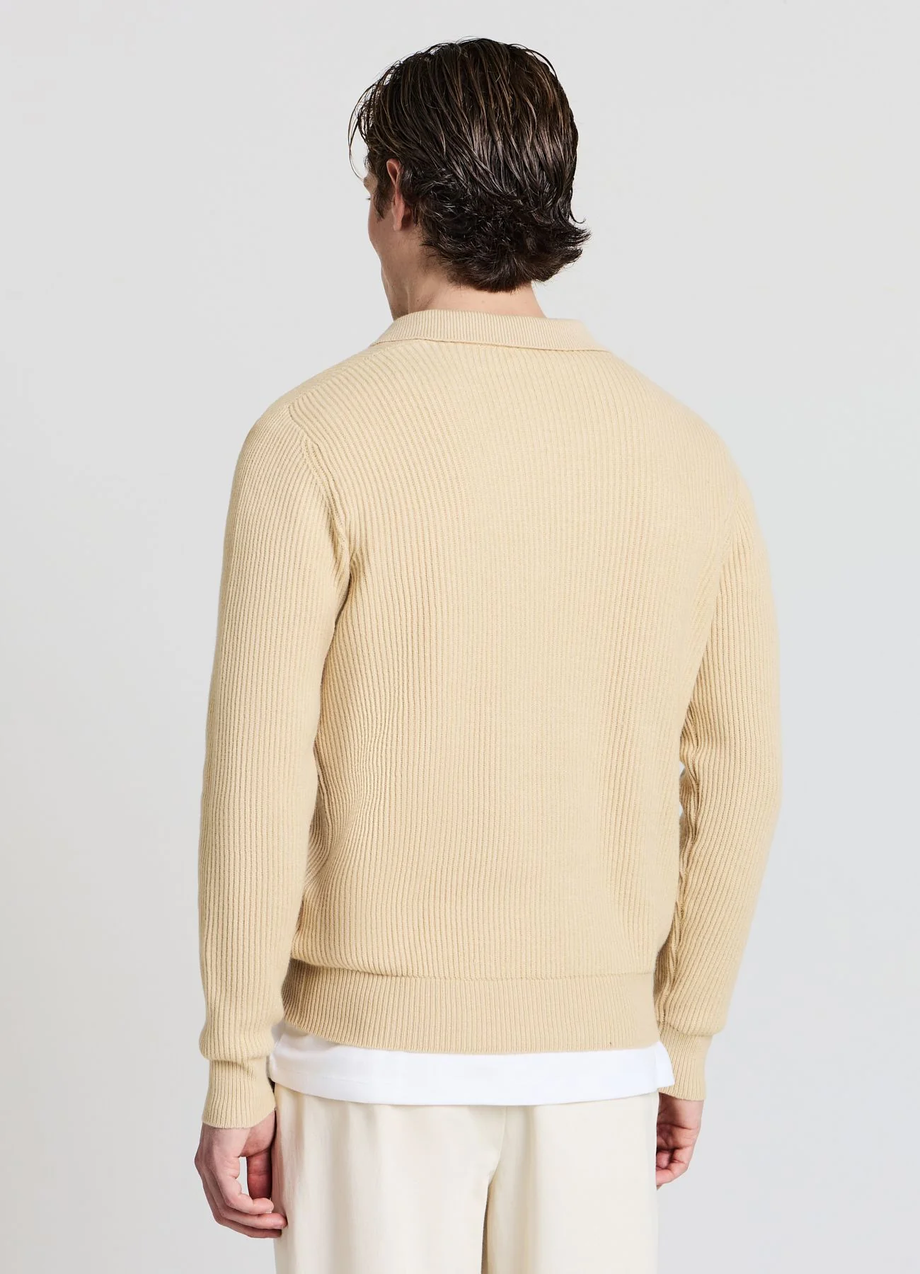 Maglia a coste con collo polo - Image 2