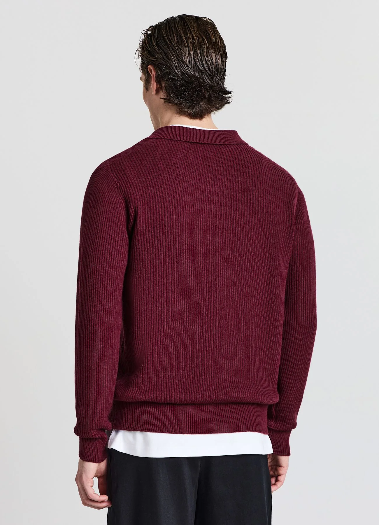 Maglia a coste con collo polo - Image 3