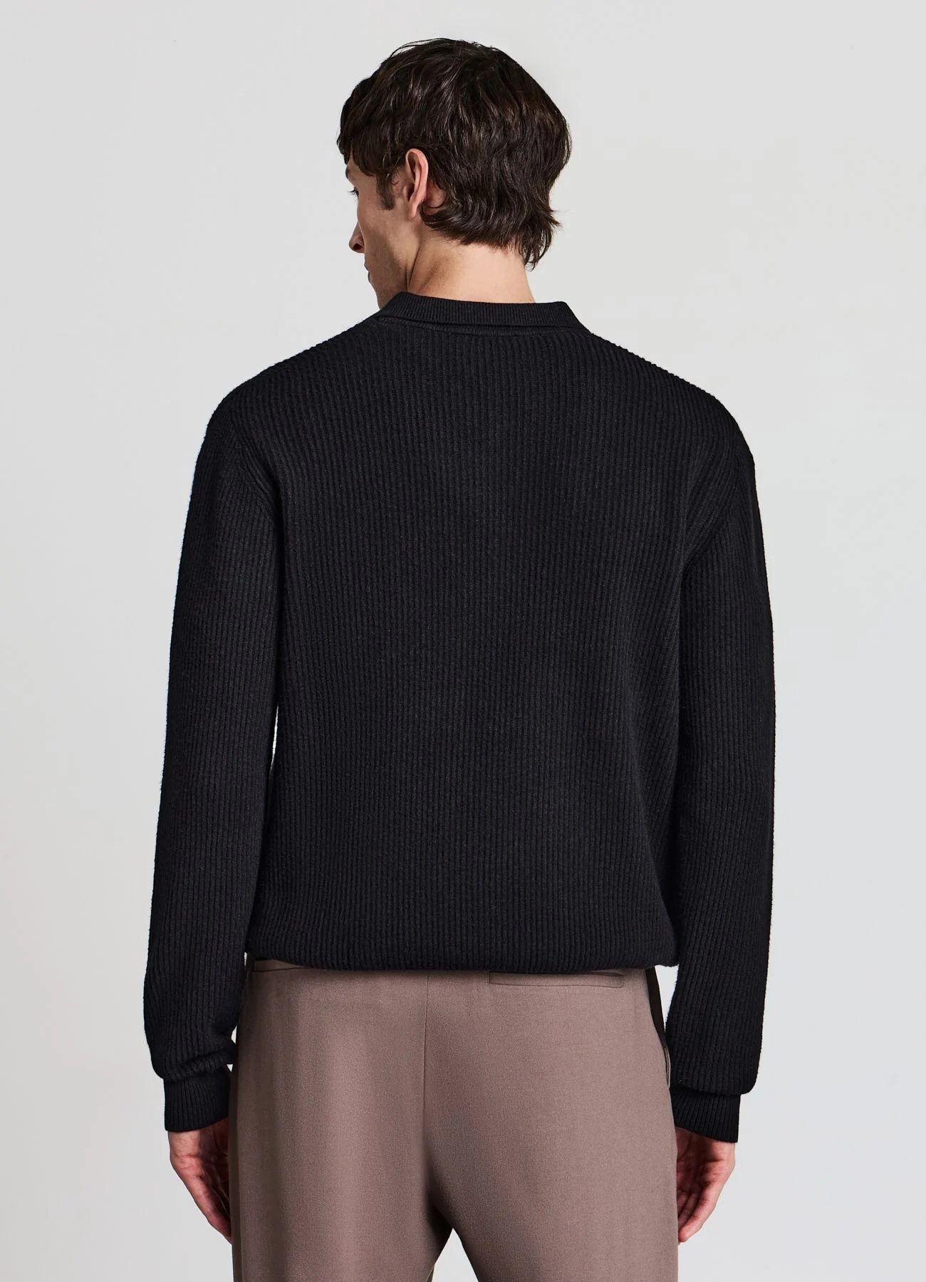 Maglia a coste con collo polo - Image 2