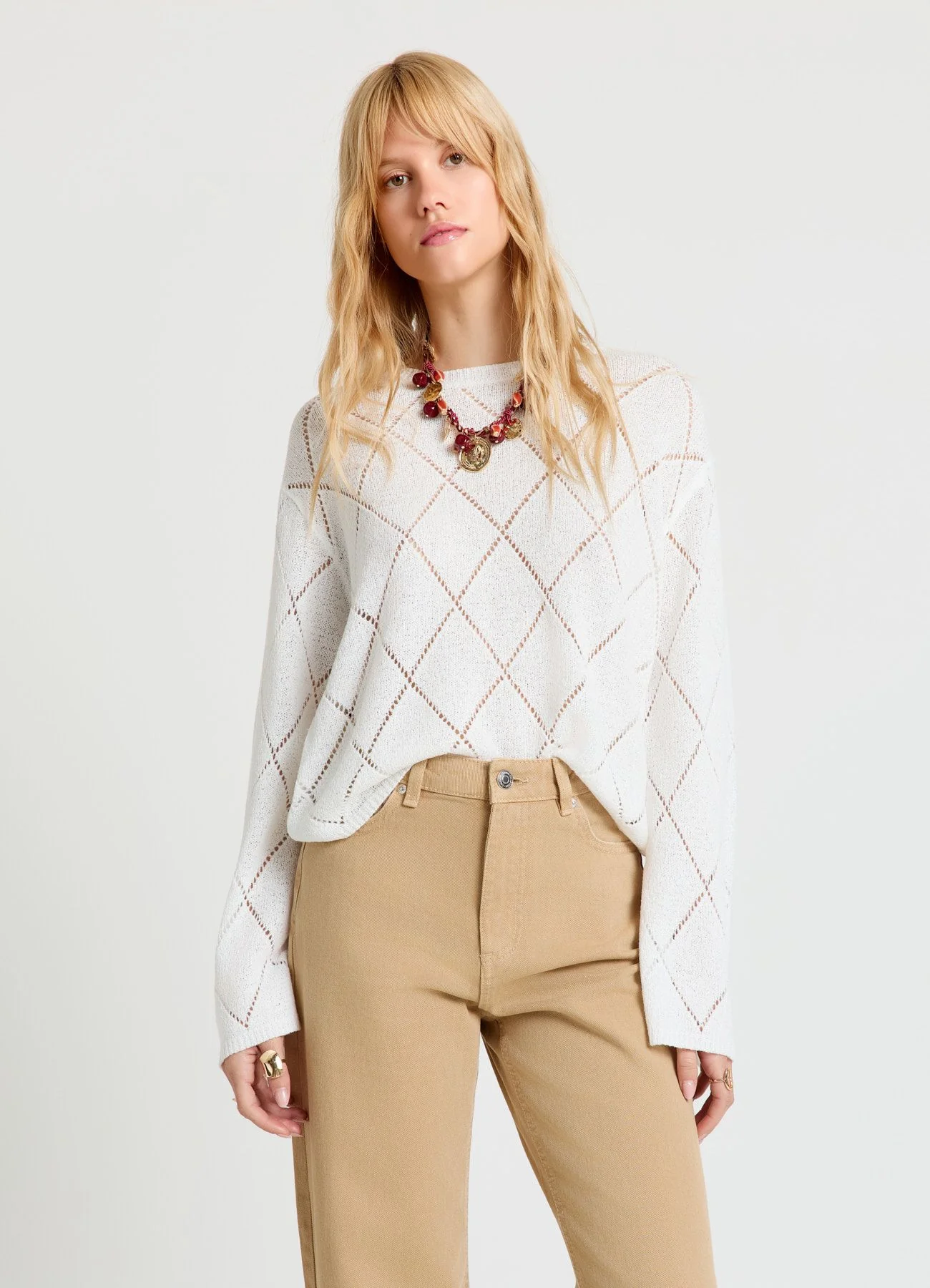 Maglia a rombi traforati - Image 7
