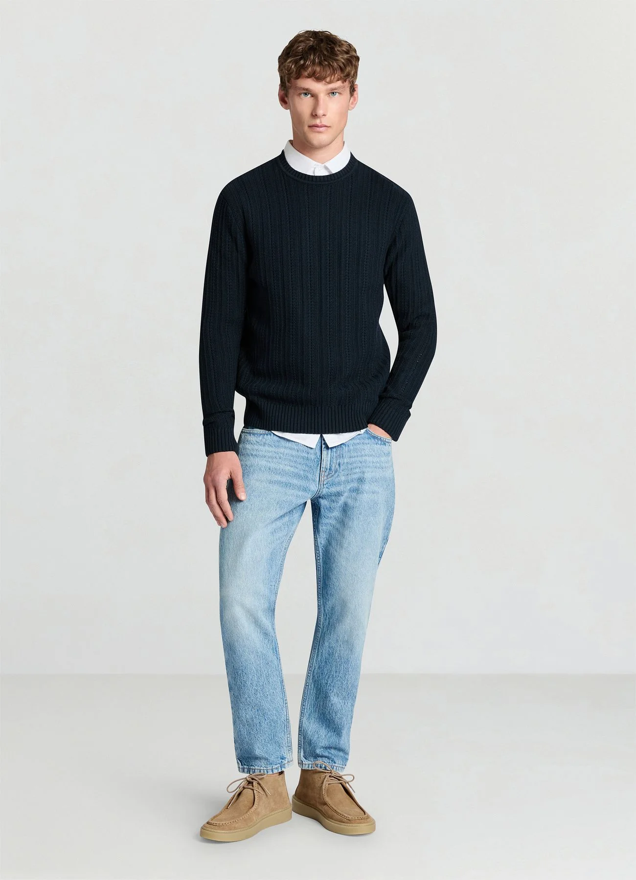Maglia a trecce con girocollo - Image 2