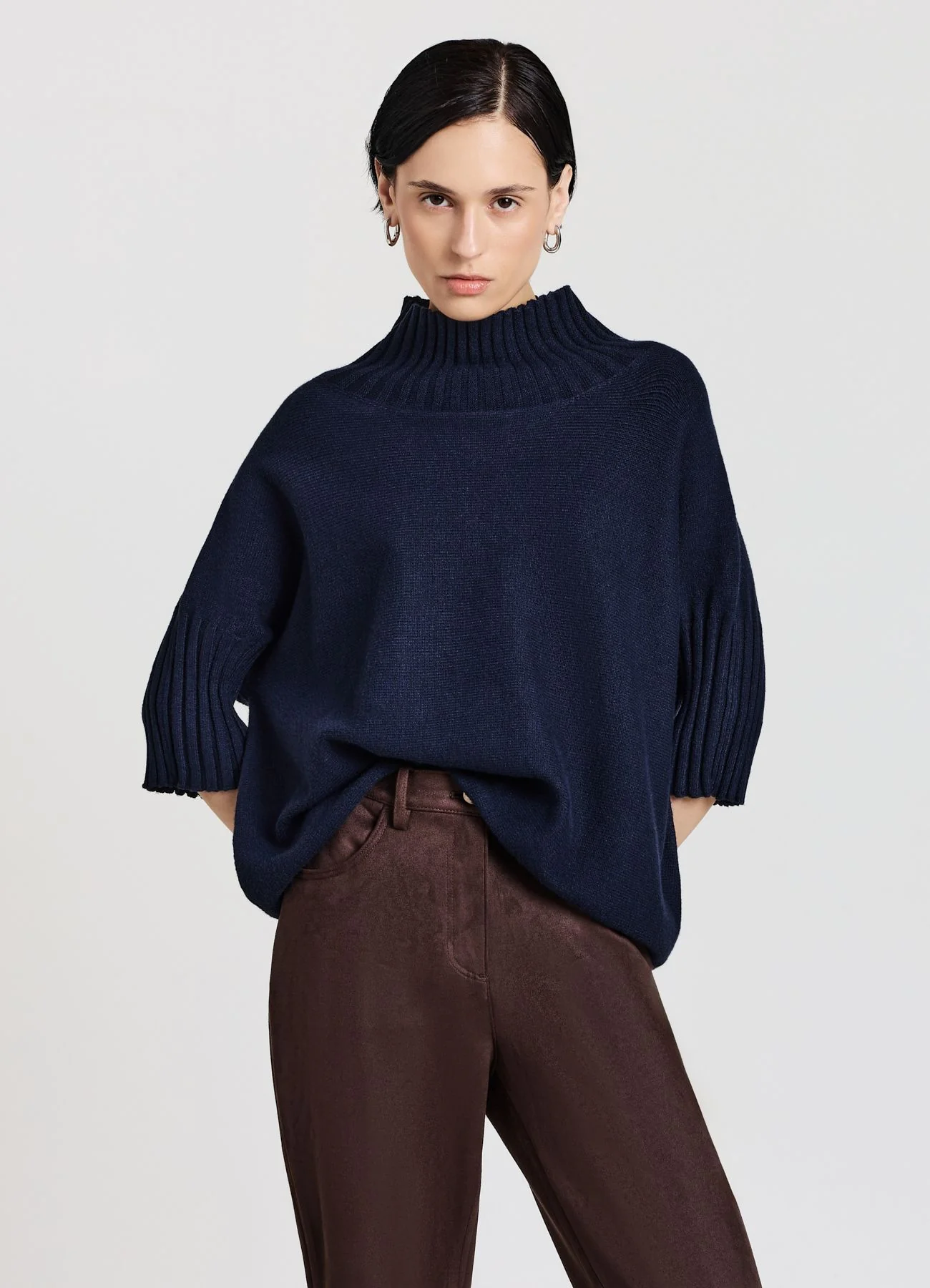 Maglia con collo cratere e maniche 3/4 - Image 3