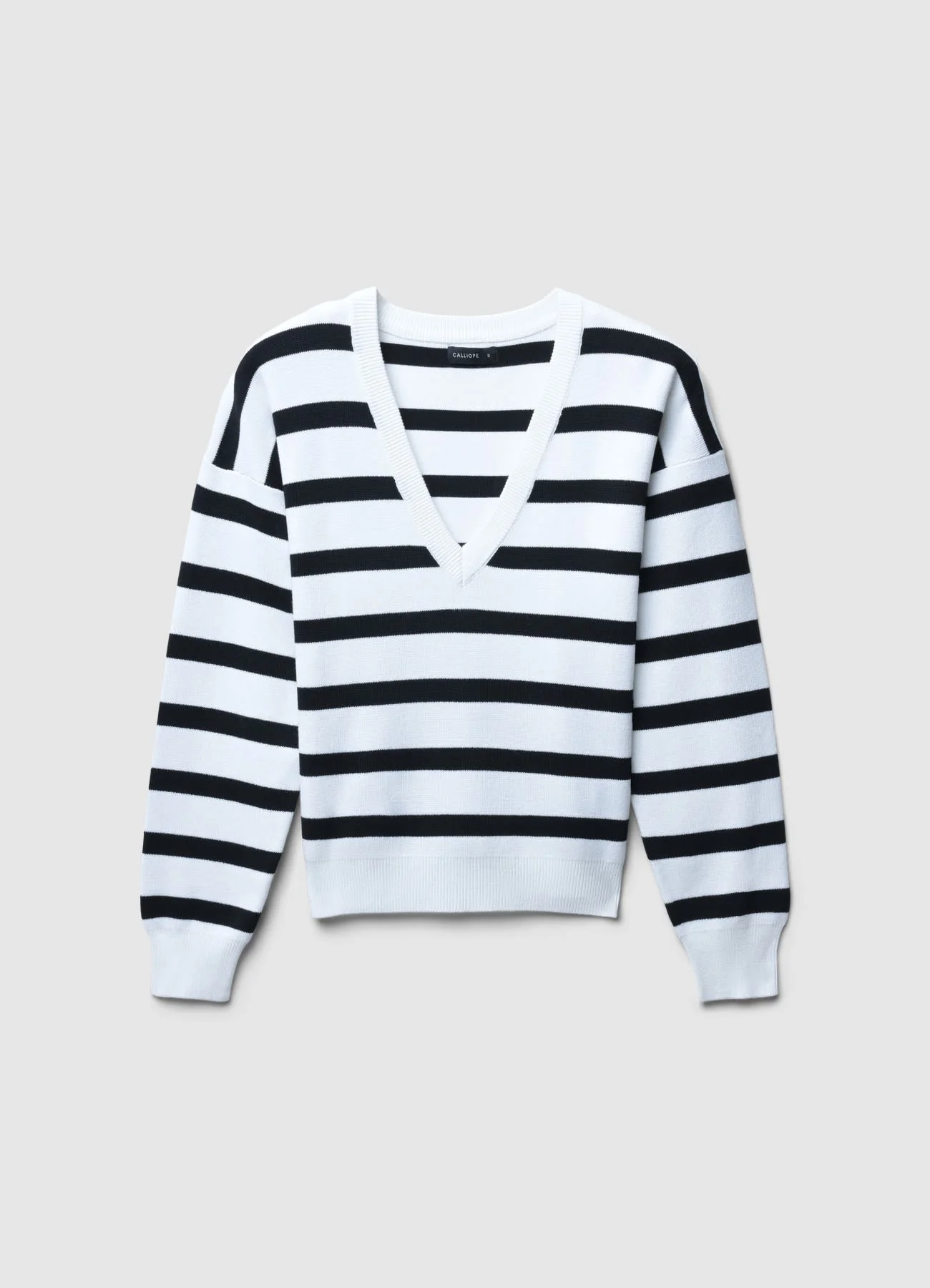 Maglia con scollo a V a righe - Image 4