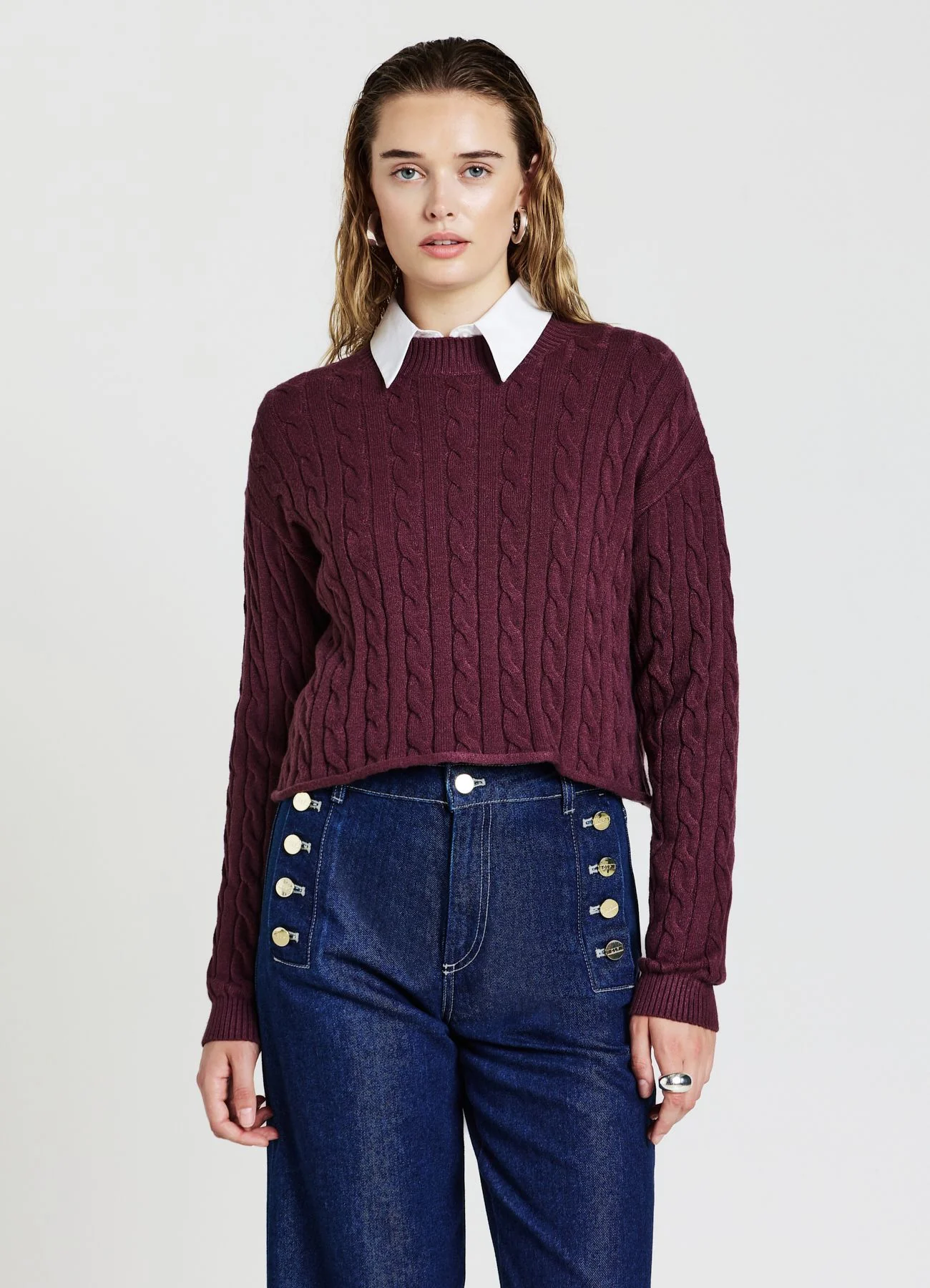 Maglia crop con trecce