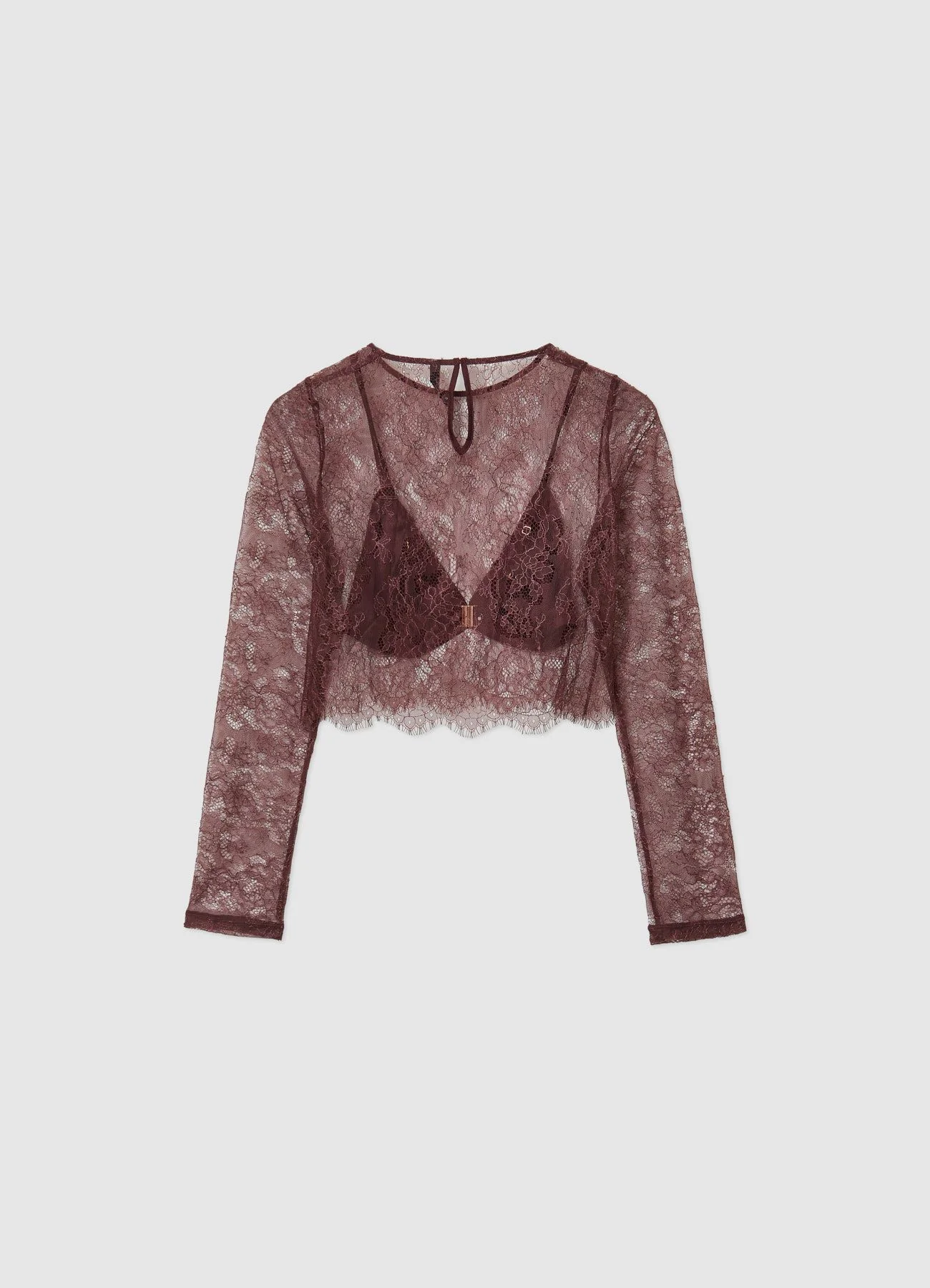 Maglia crop in pizzo con bralette - Image 4