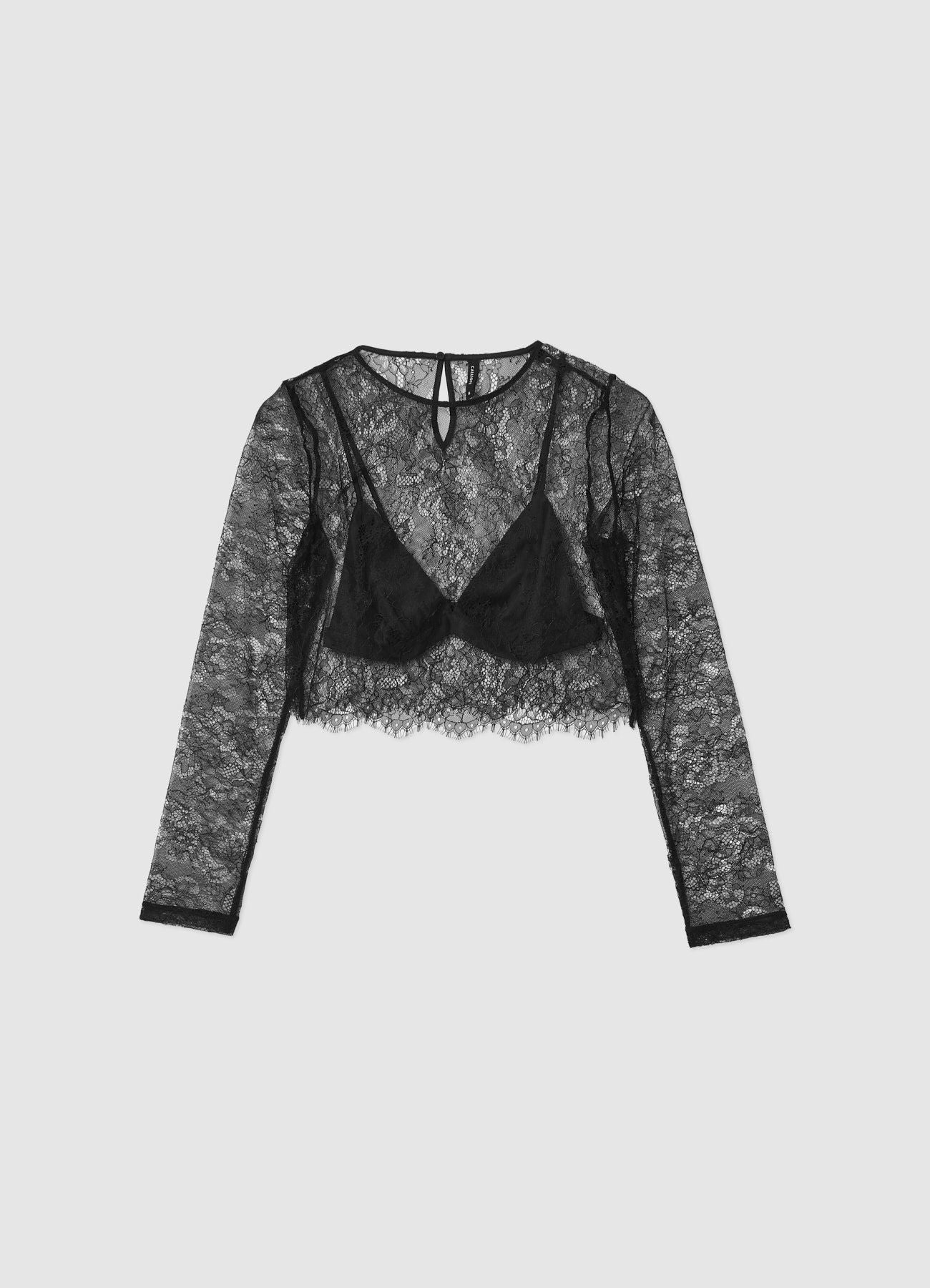 Maglia crop in pizzo con bralette - Image 4