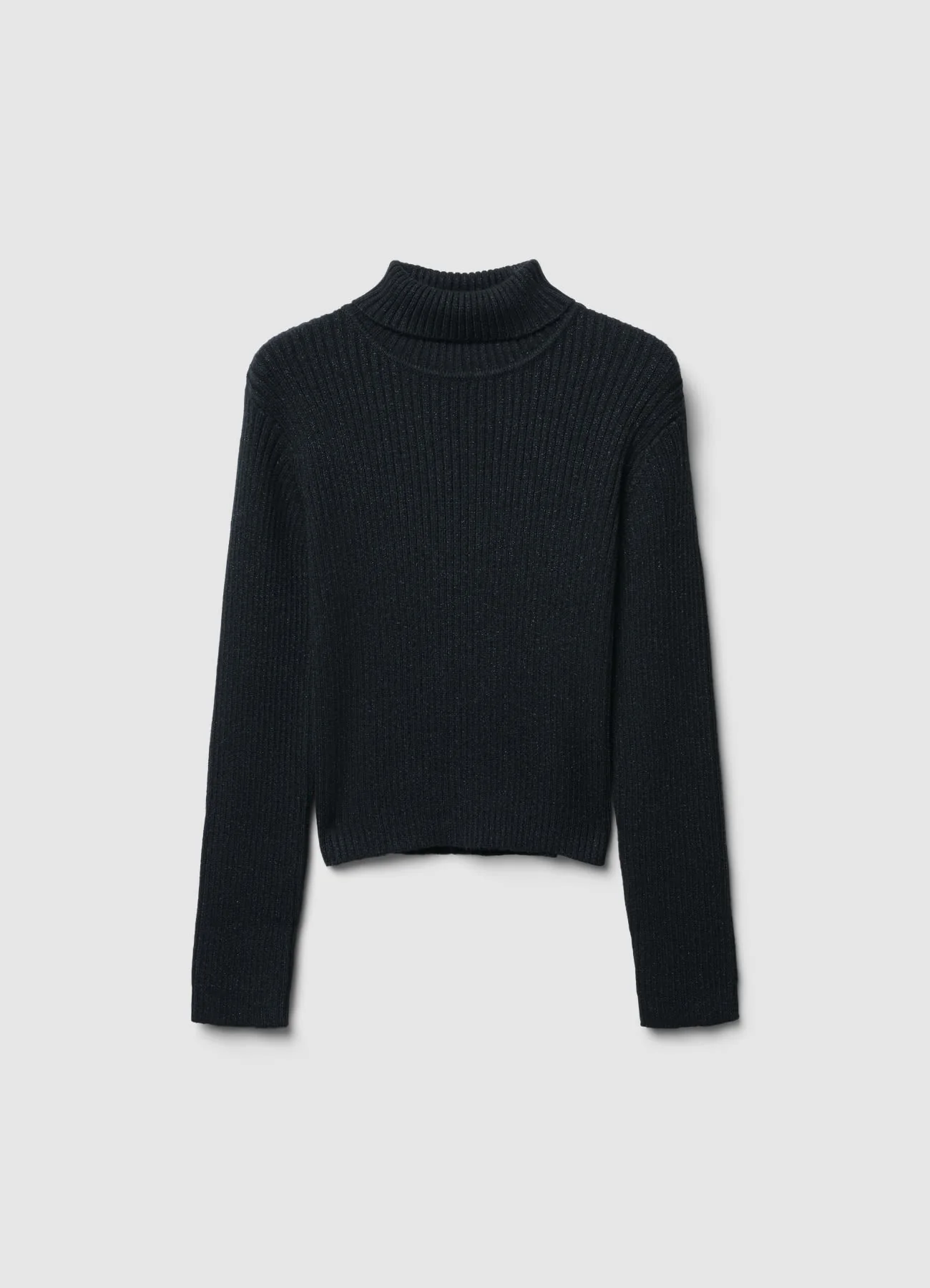 Maglia dolcevita a costine effetto luminescente