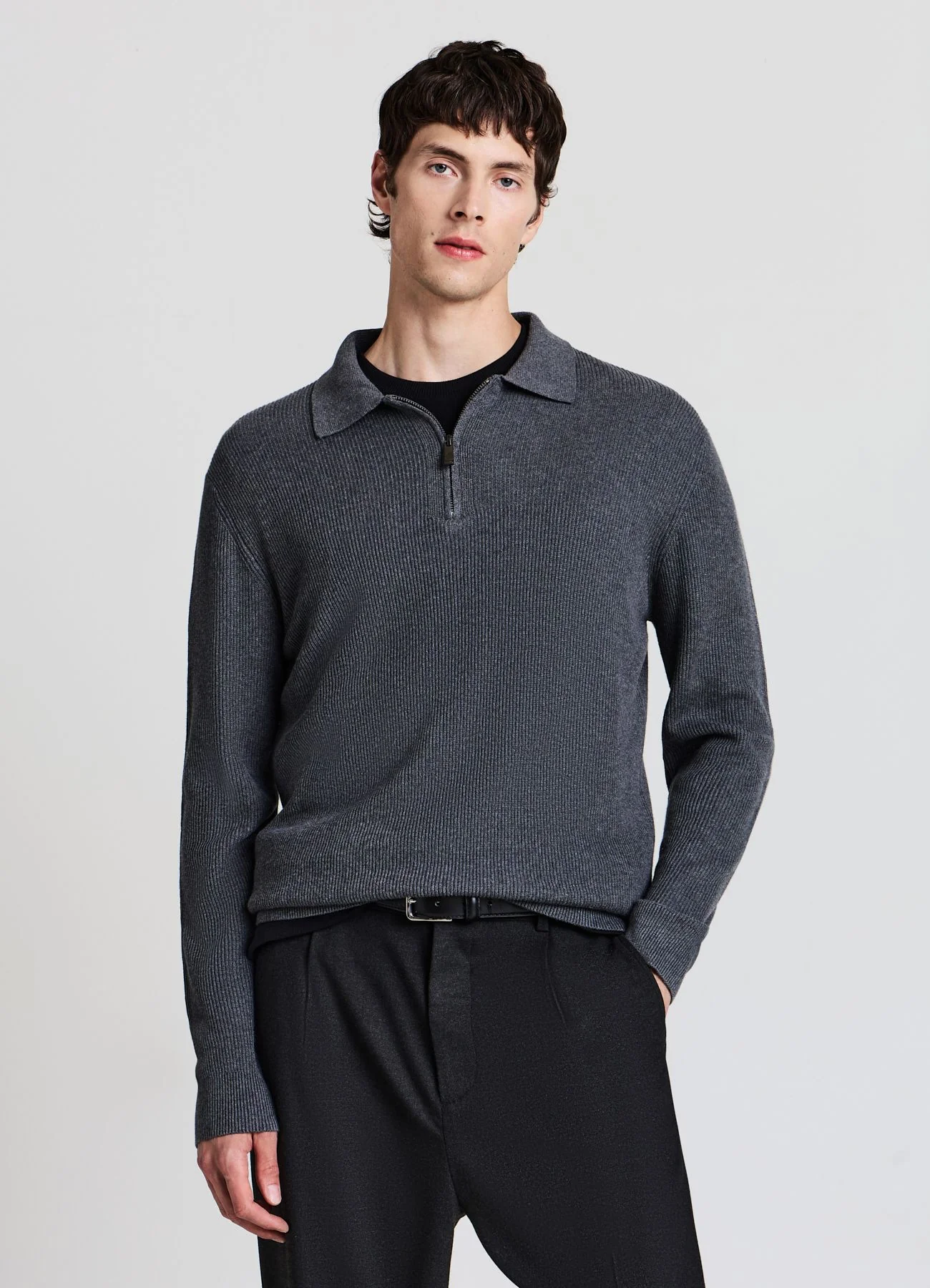 Maglia polo con zip a coste - Image 7