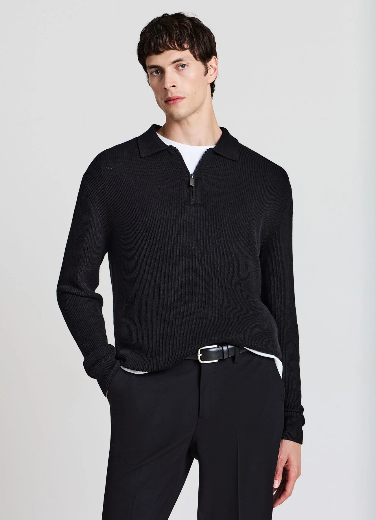 Maglia polo con zip a coste - Image 3