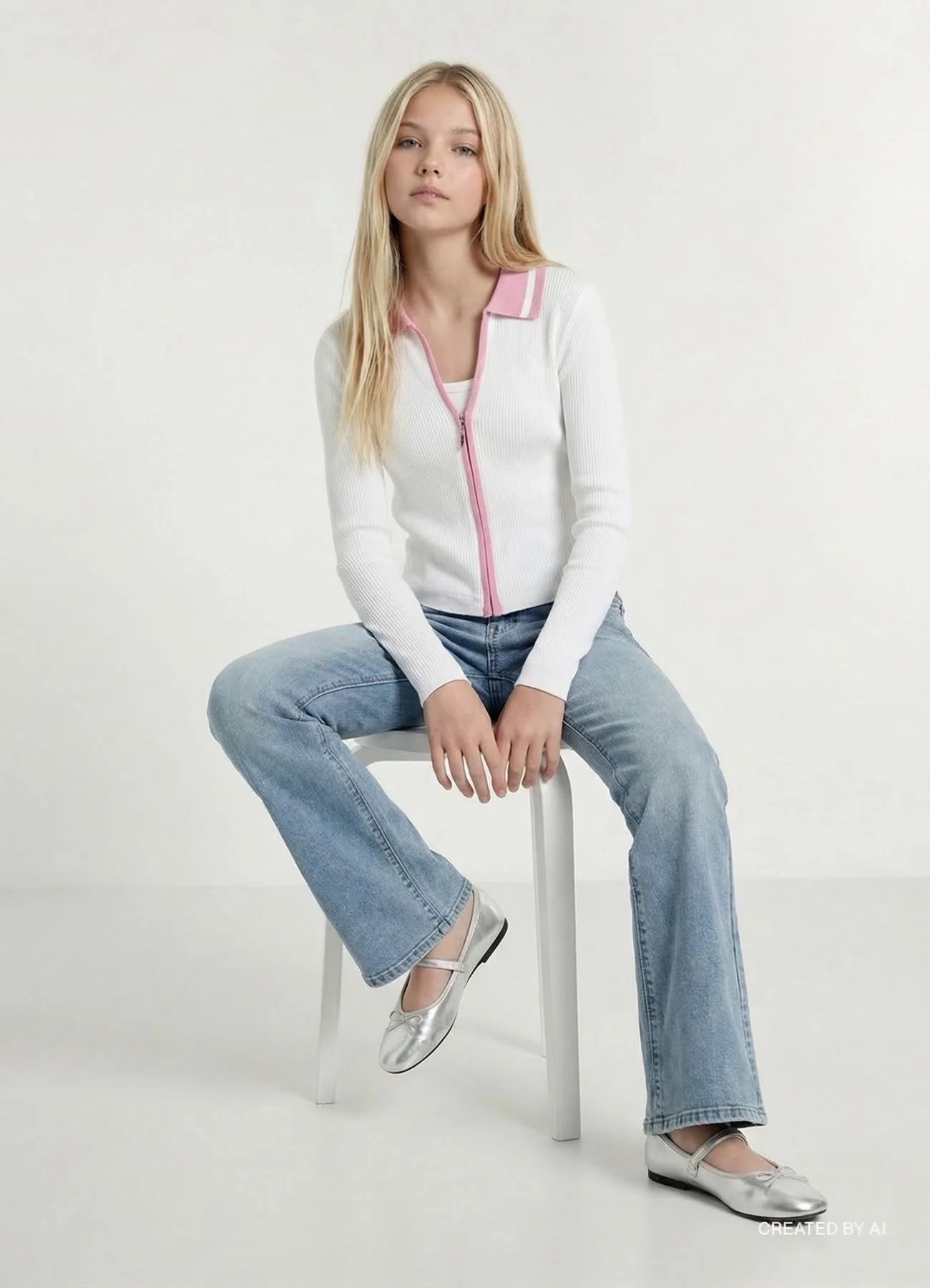 Maglia polo con zip e profili a contrasto