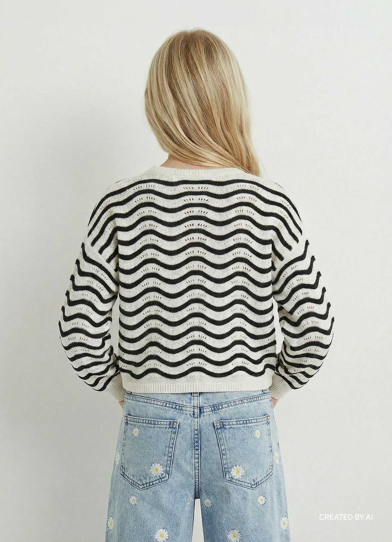Maglia traforata a righe - Image 3