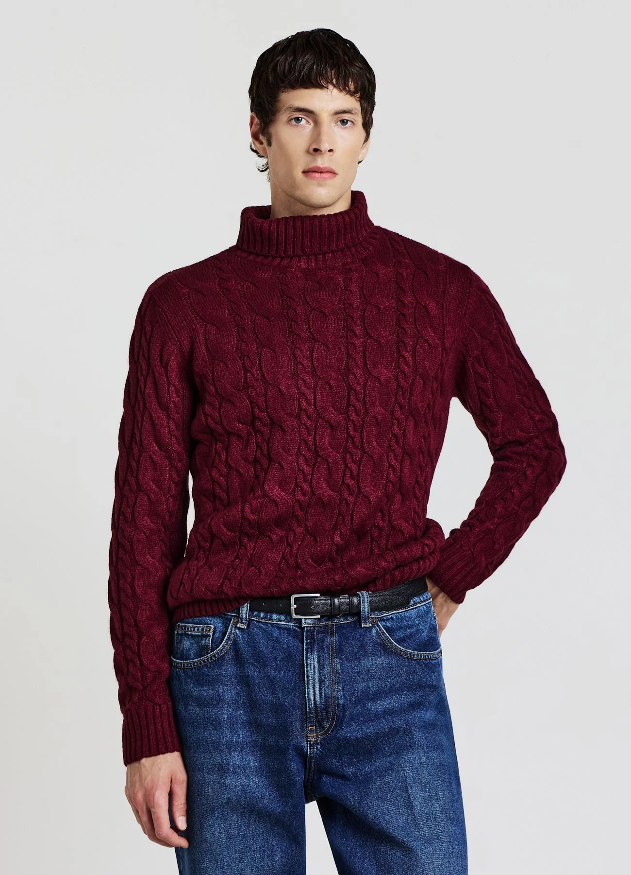 Maglione dolcevita con trecce - Image 2