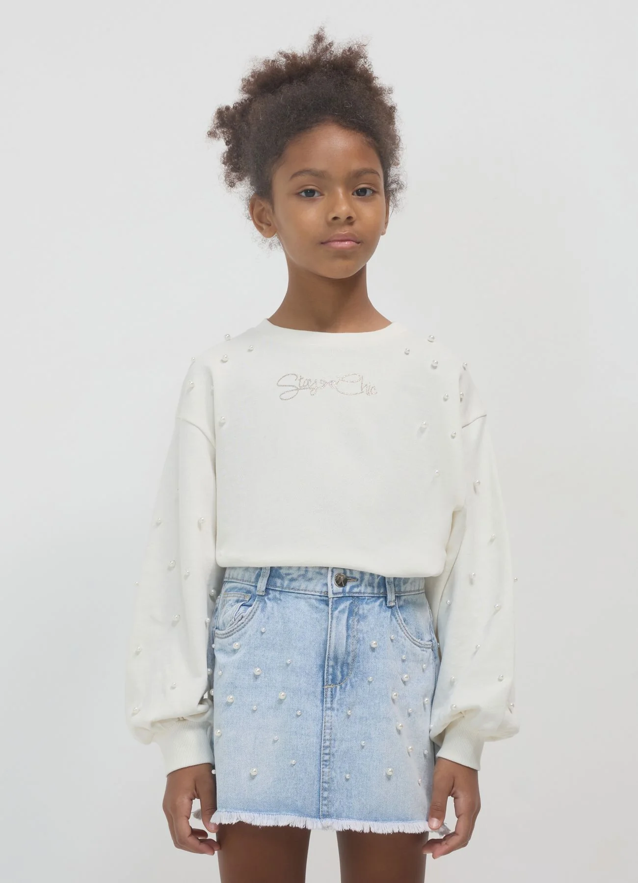 Minigonna denim perle