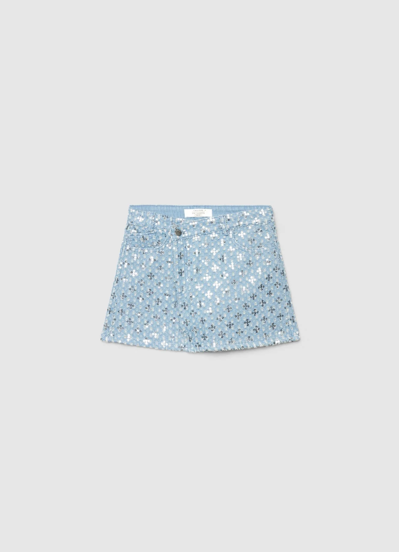 Minigonna in denim con applicazioni di paillettes - Image 2