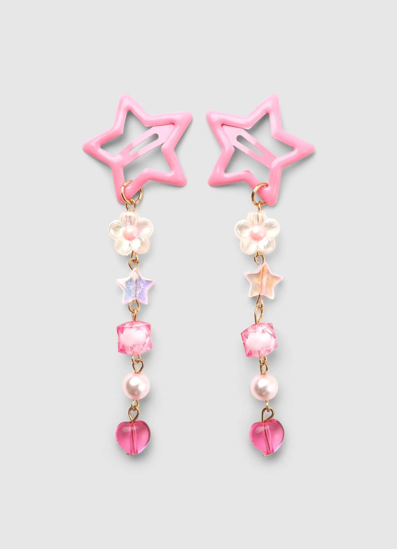 Pack 2 mollette con pendenti a stelle e cuori