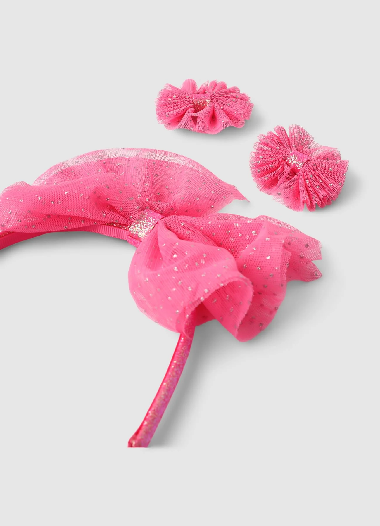 Pack 3 accessori capelli con fiocchi effetto luccicante - Image 2